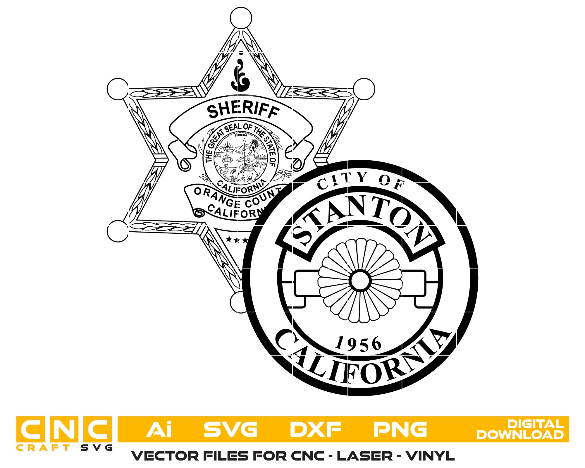 Orange County Stanton Police Services Badge SVG, Stanton Police Badge Vector, Orange County Police Emblem, California Law Enforcement Badge, Stanton Police Services Emblem
