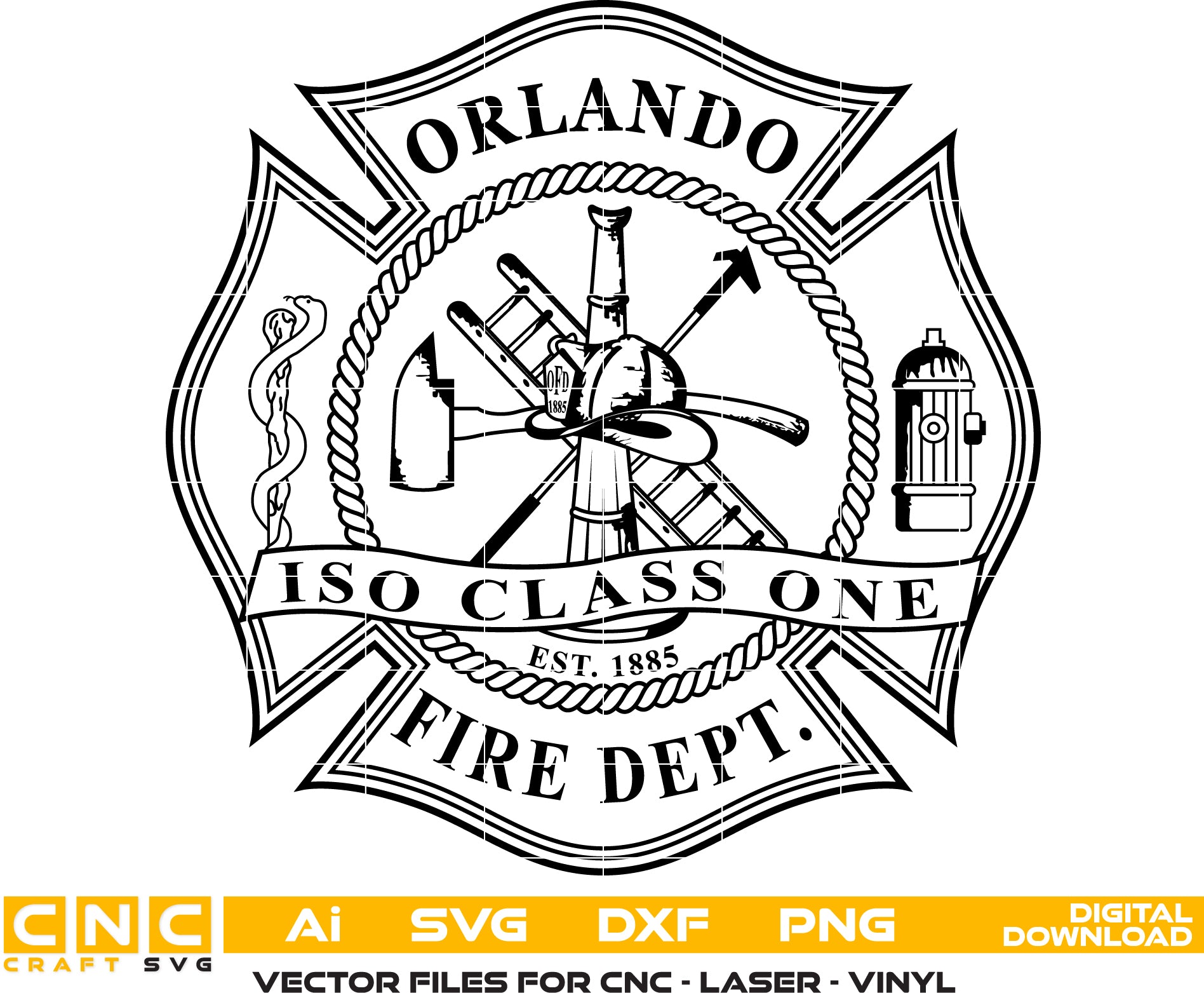 Firebage Sign Orlando Fire Department Badge for Laser Engraving and Crafting Project