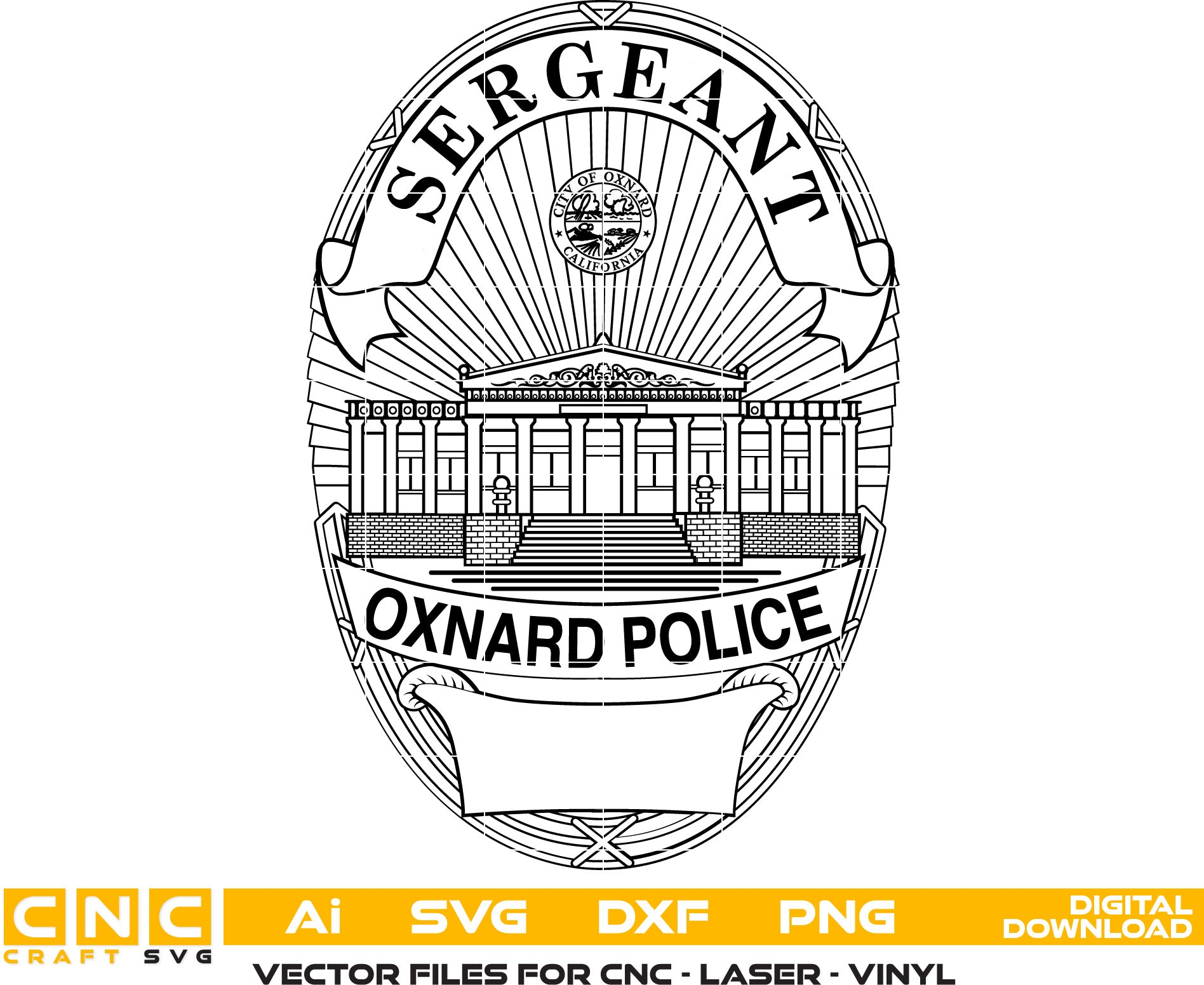 Oxnard Police Sergeant Badge, Police Sergeant Badge, Oxnard Police vector art