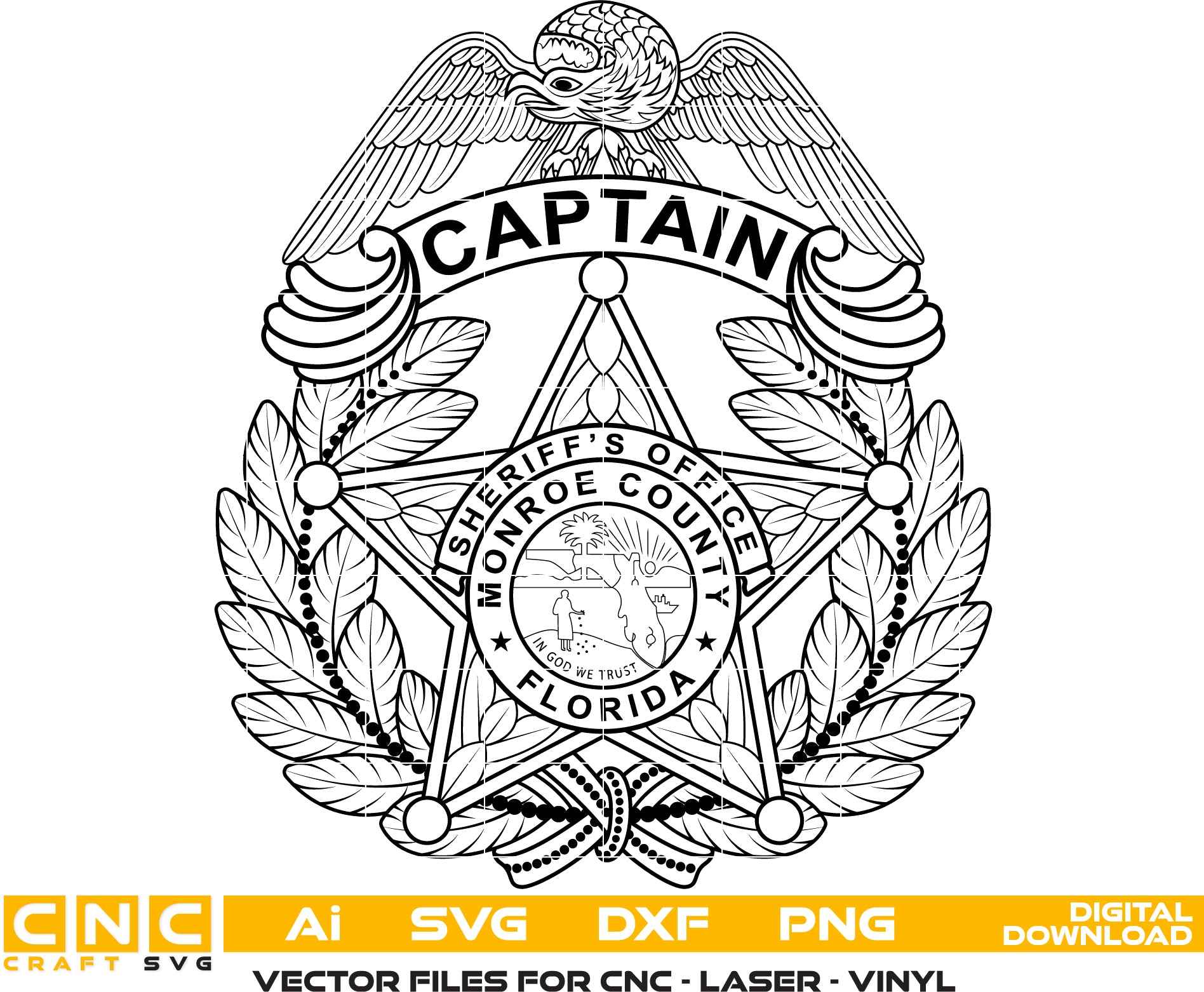 Palm Beach County Florida Sheriff Captain Badge Vector art Digital file