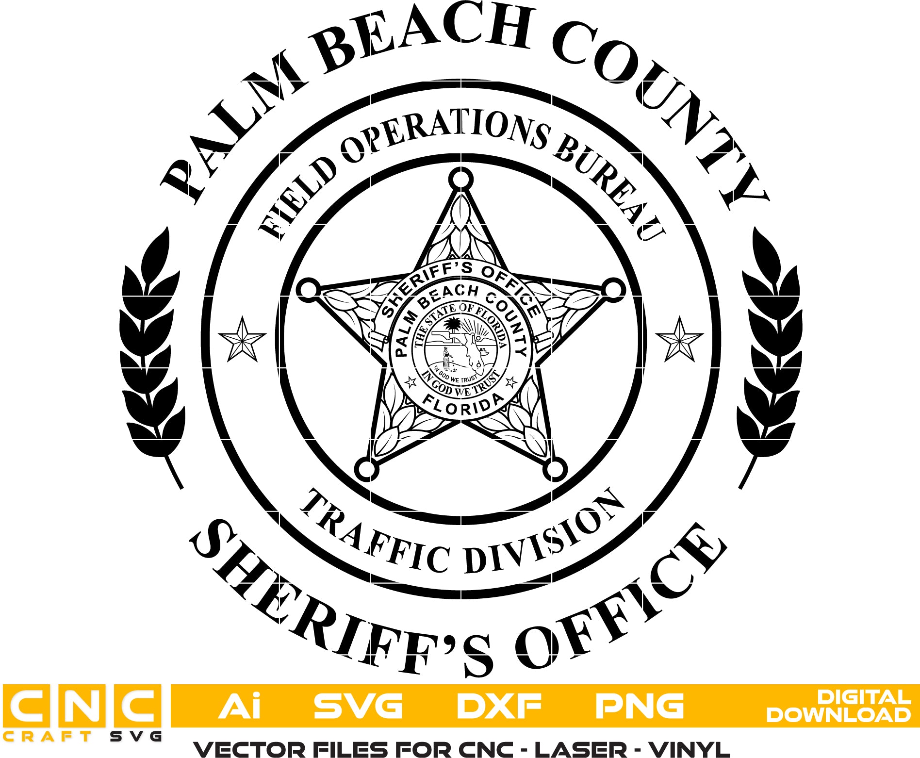 Palm Beach County , Florida Traffic Division Field Operation Bureau Sheriff Badge