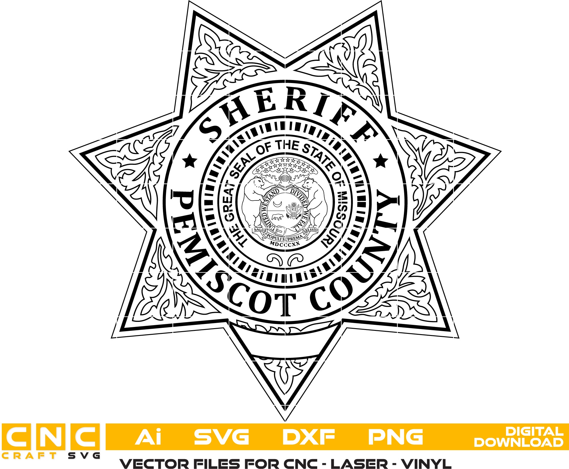 Pemiscot County Sheriff Badge Vector art Digital file