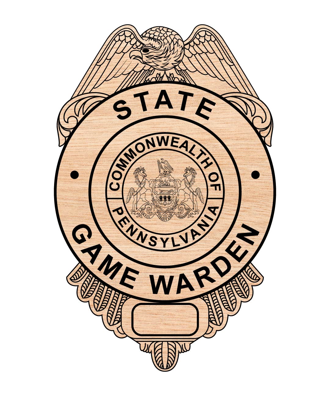 Pennsylvania State Game Warden Badge SVG, PA Game Warden Badge Vector, Wildlife Officer Badge SVG, Conservation Officer Emblem, Law Enforcement Badge Vector, Engraving Badge File