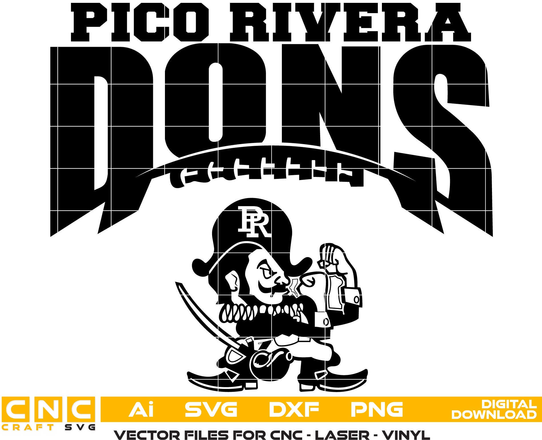 Pico Rivera Dons Seal Vector art Svg, Dxf, Jpg, Png, and Ai files For laser engraving, woodworking, acrylic painting, and all printing machines.