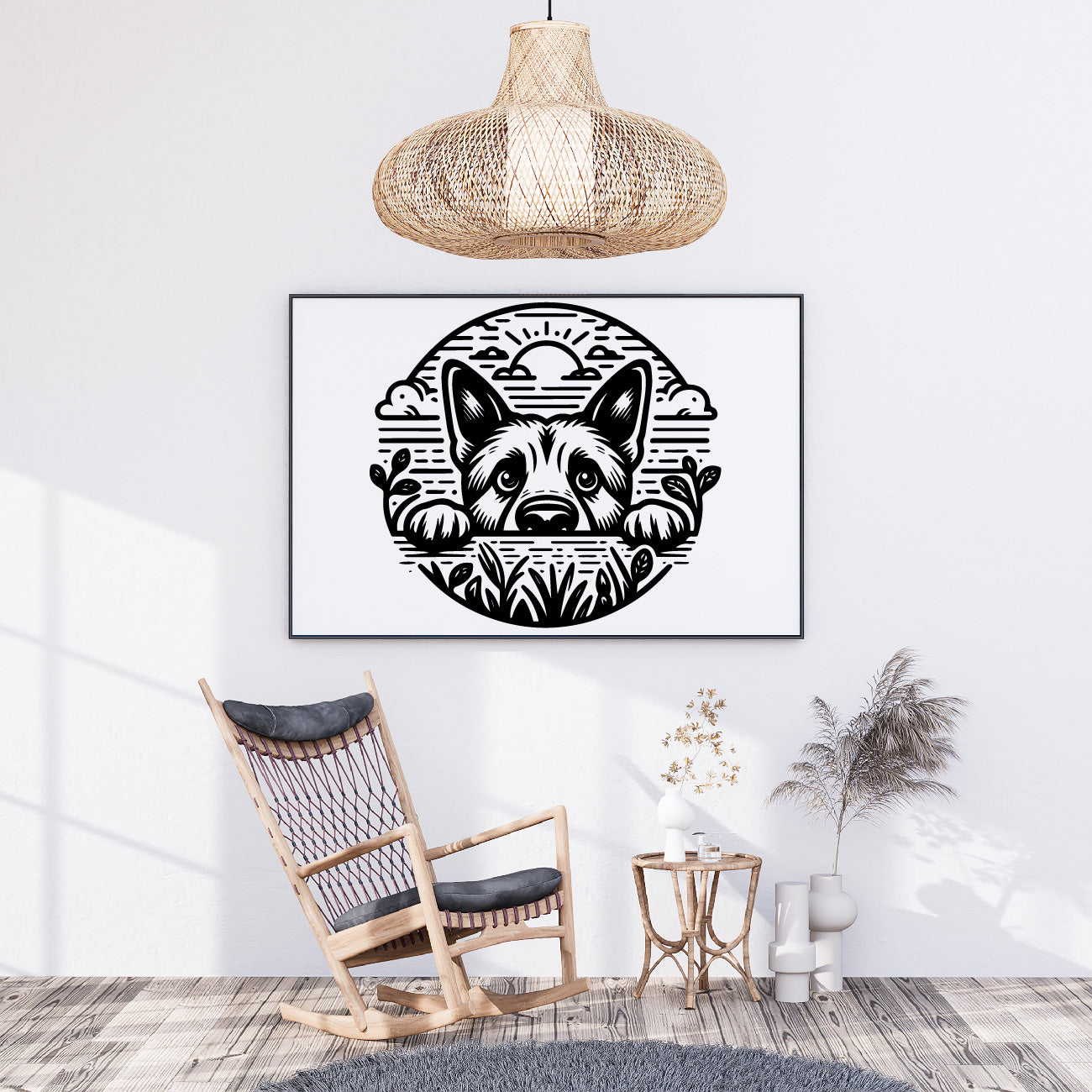 Peeking Dog Silhouette – Animal Vector Art for Woodworking & Crafts