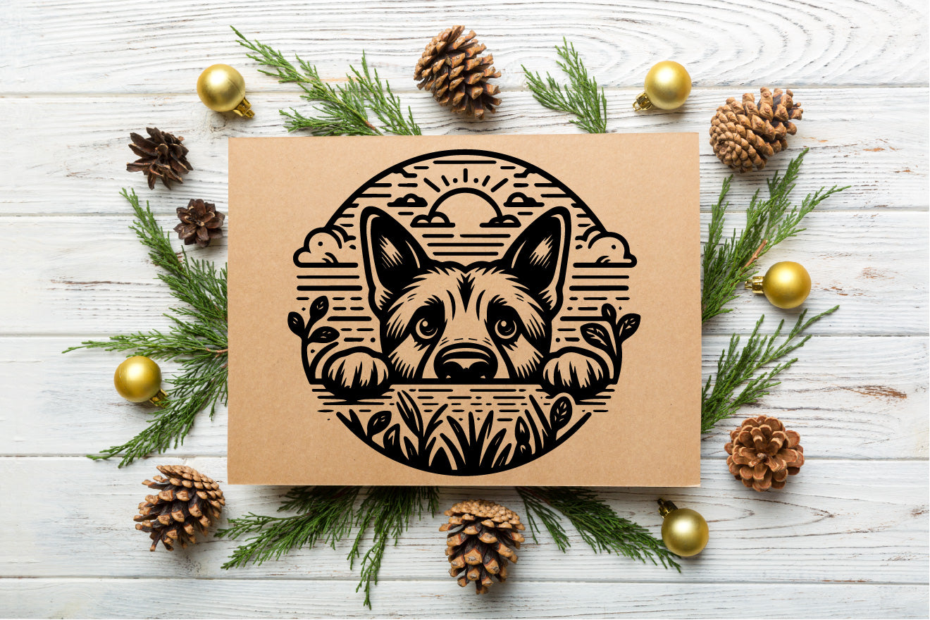 Peeking Dog Silhouette – Animal Vector Art for Woodworking & Crafts