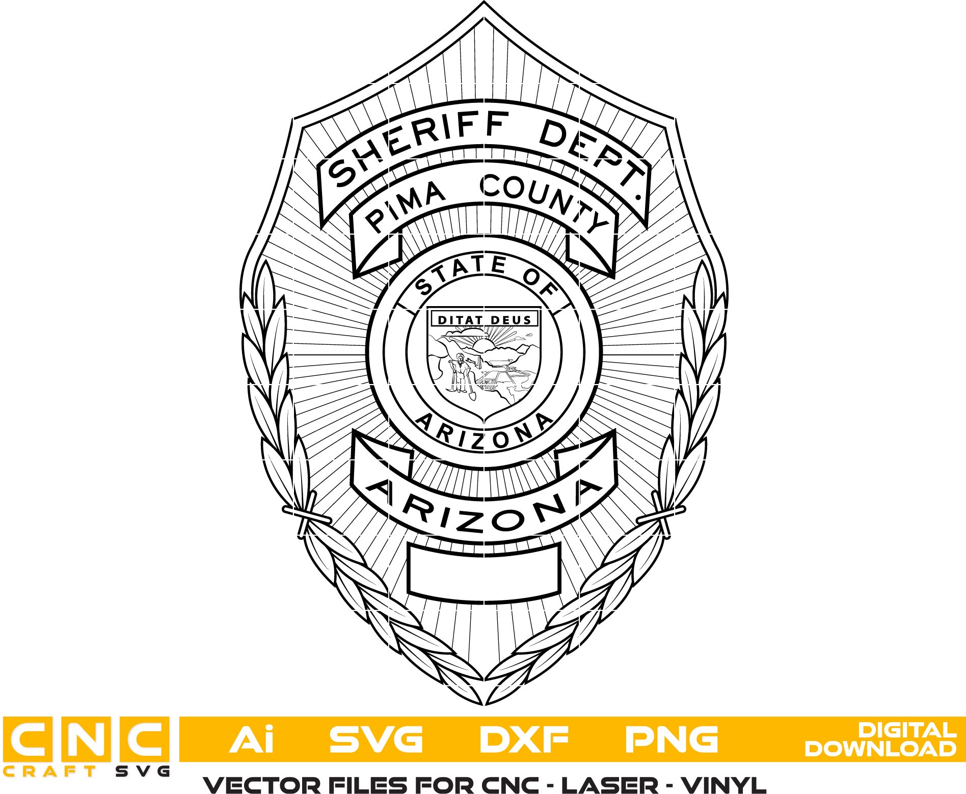 Pima County Sheriff Badge, Arizona Sheriff Badge Vector Art AI, SVG, DXF, PNG File for Laser engraving, woodworking, acrylic painting, glass etching, and all printing machines