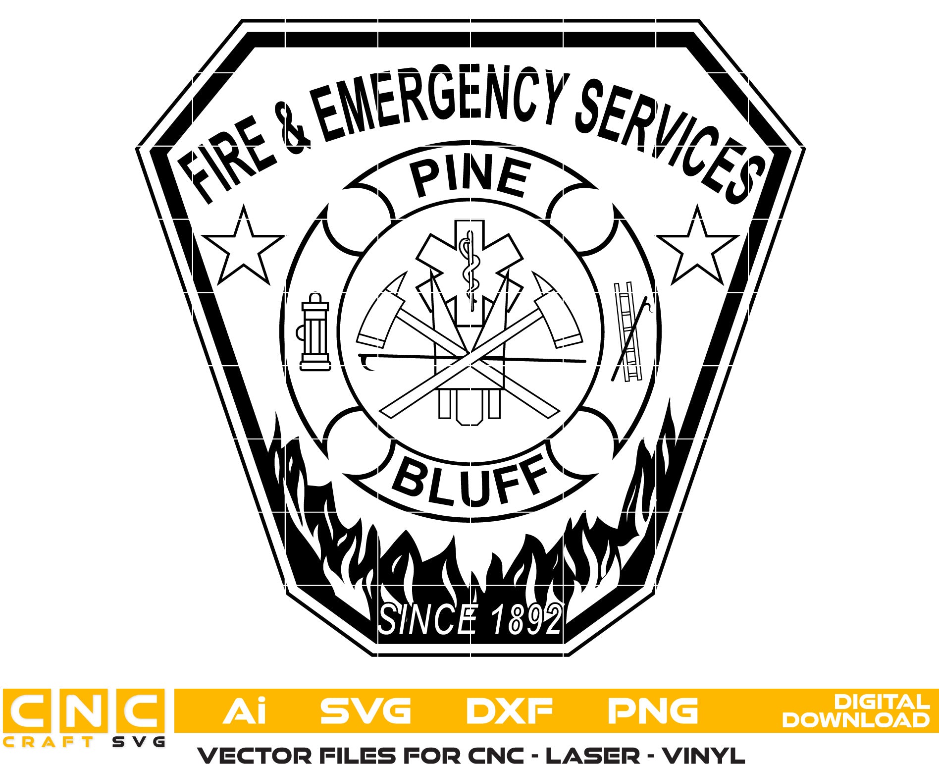 Pine Bluff Fire & Emergency Service Badge, Pine Bluff Fire Badge, Pine Bluff Fire vector art