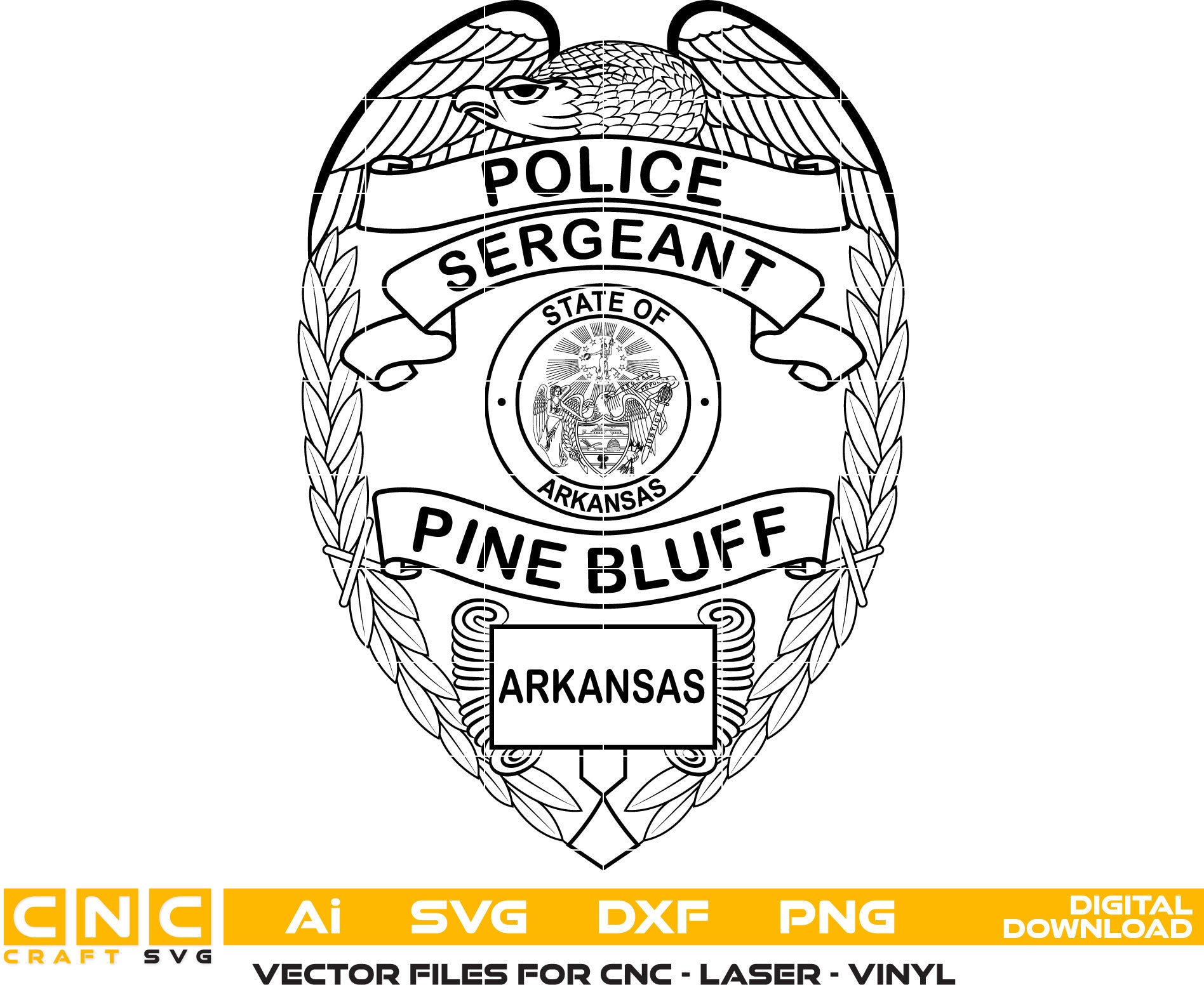 Pine Bluff Police Sergeant Badge, Police Sergeant Badge, Pine Bluff Police Vector art, Digital File