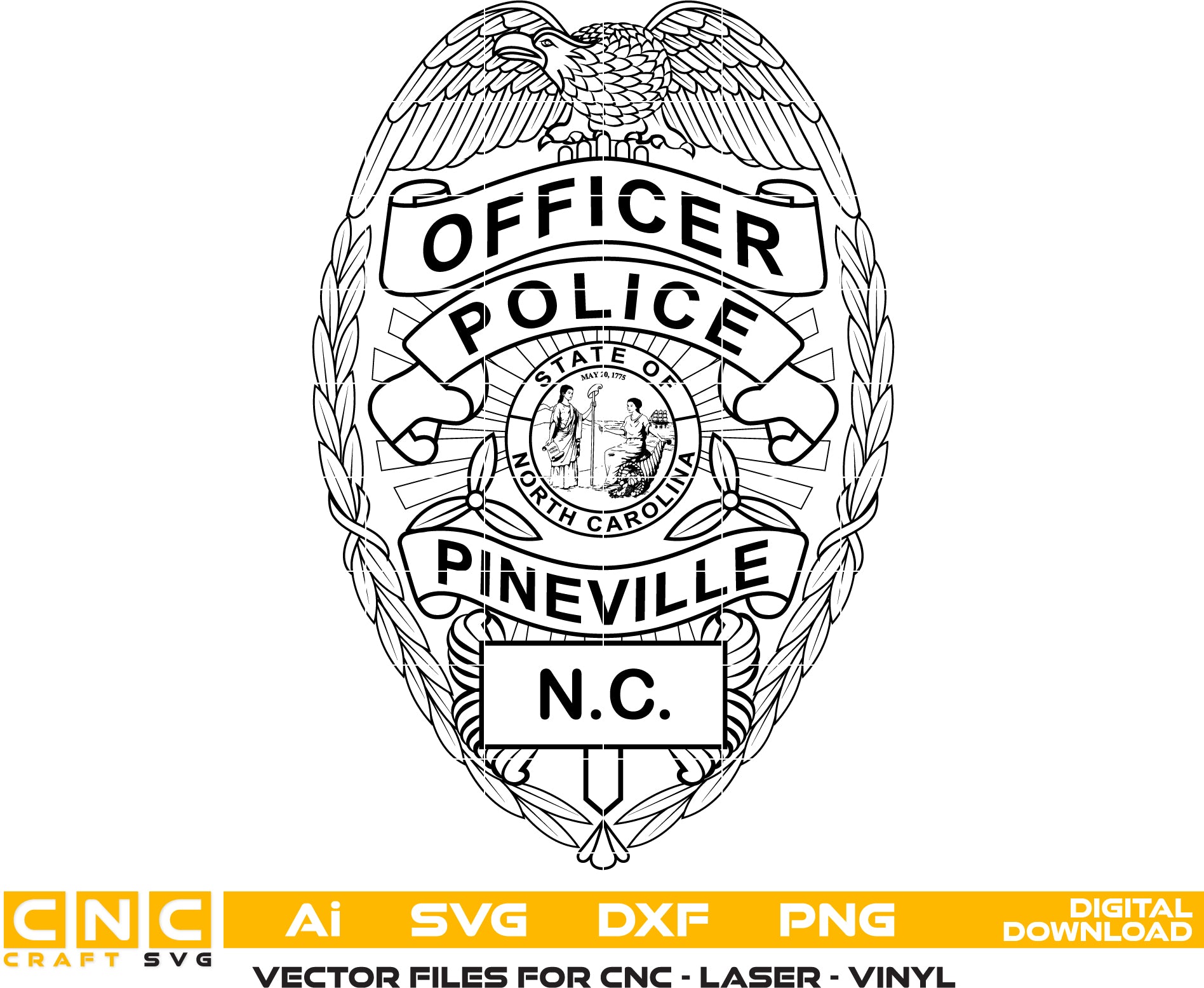 Pineville Police Officer Badge SVG