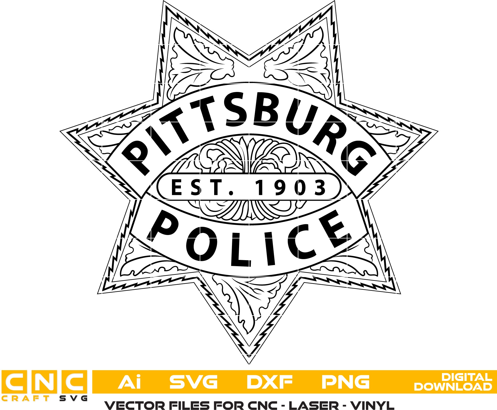 Pittsburg Police Badge Vector art Digital file