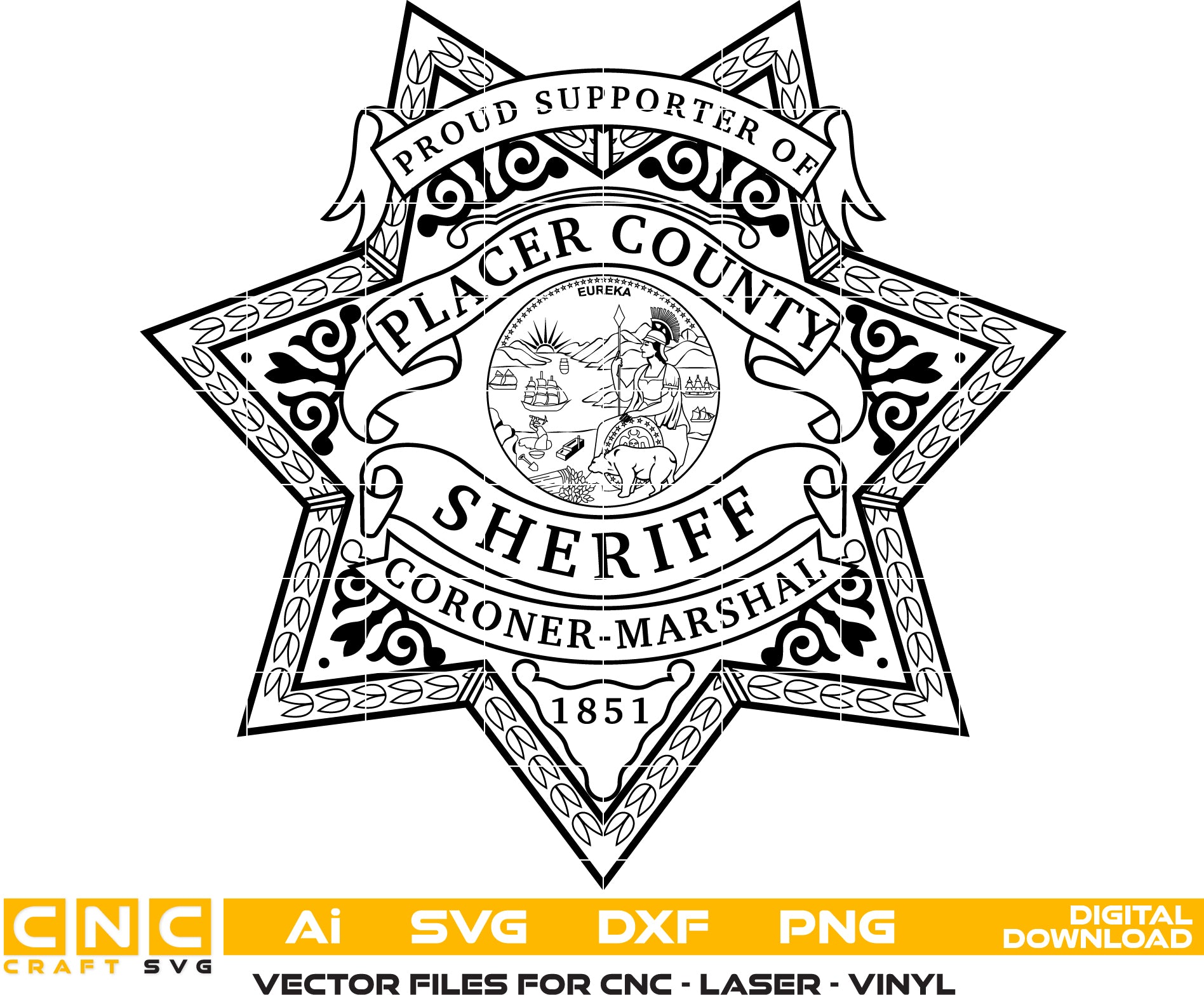 Placer County Sheriff Badge Vector art Digital file