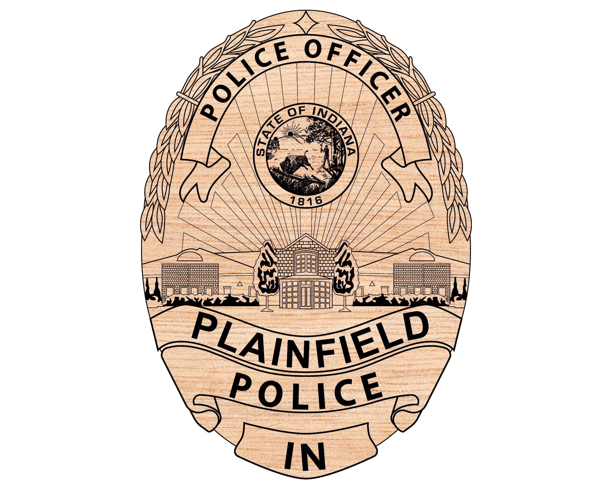 Plainfield Police Officer Badge SVG, Police Badge Vector, Plainfield Law Enforcement Logo, Badge for Engraving, CNC, and Printing