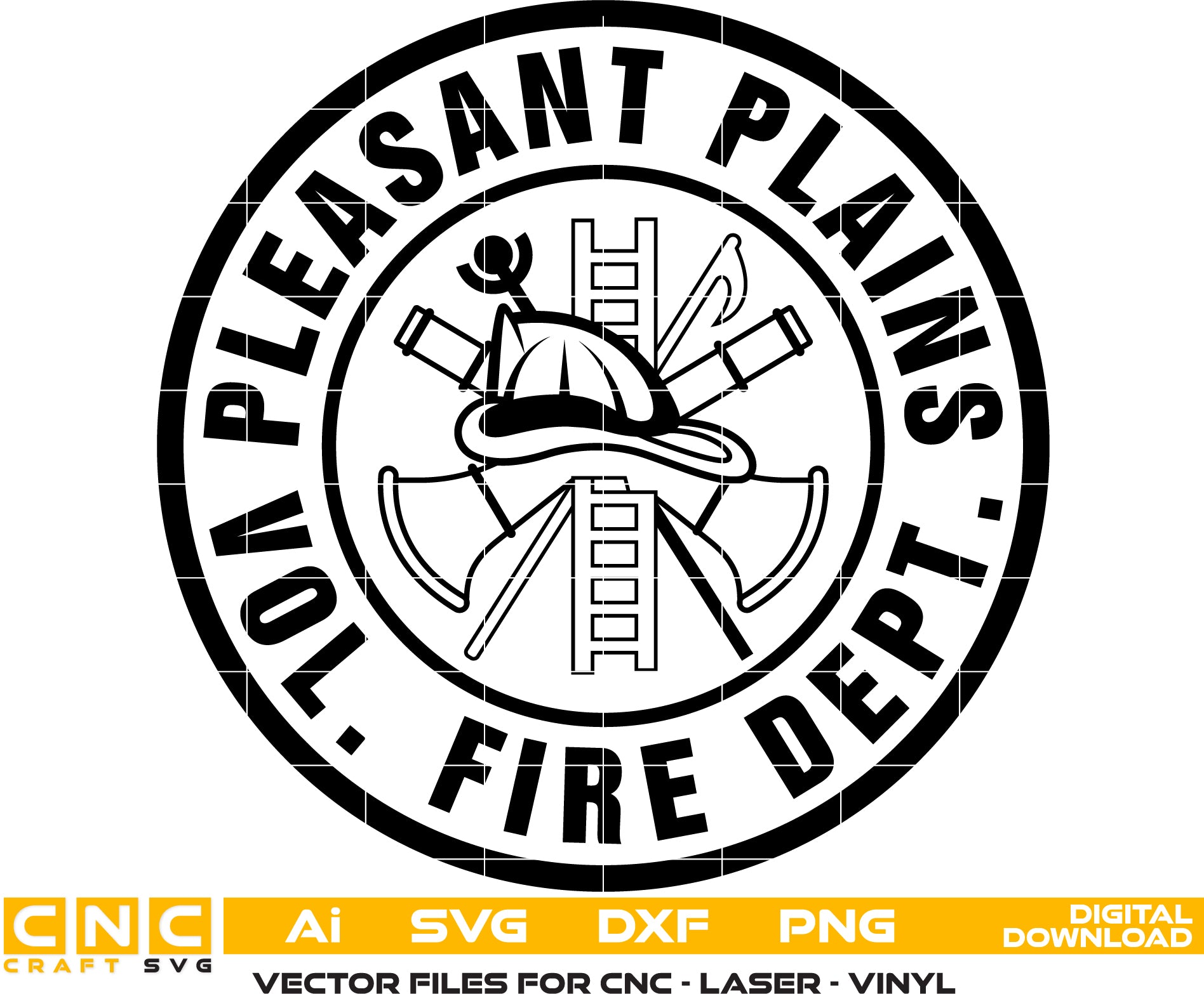 Pleasant Plains Fire Dept Badge Vector art Digital file