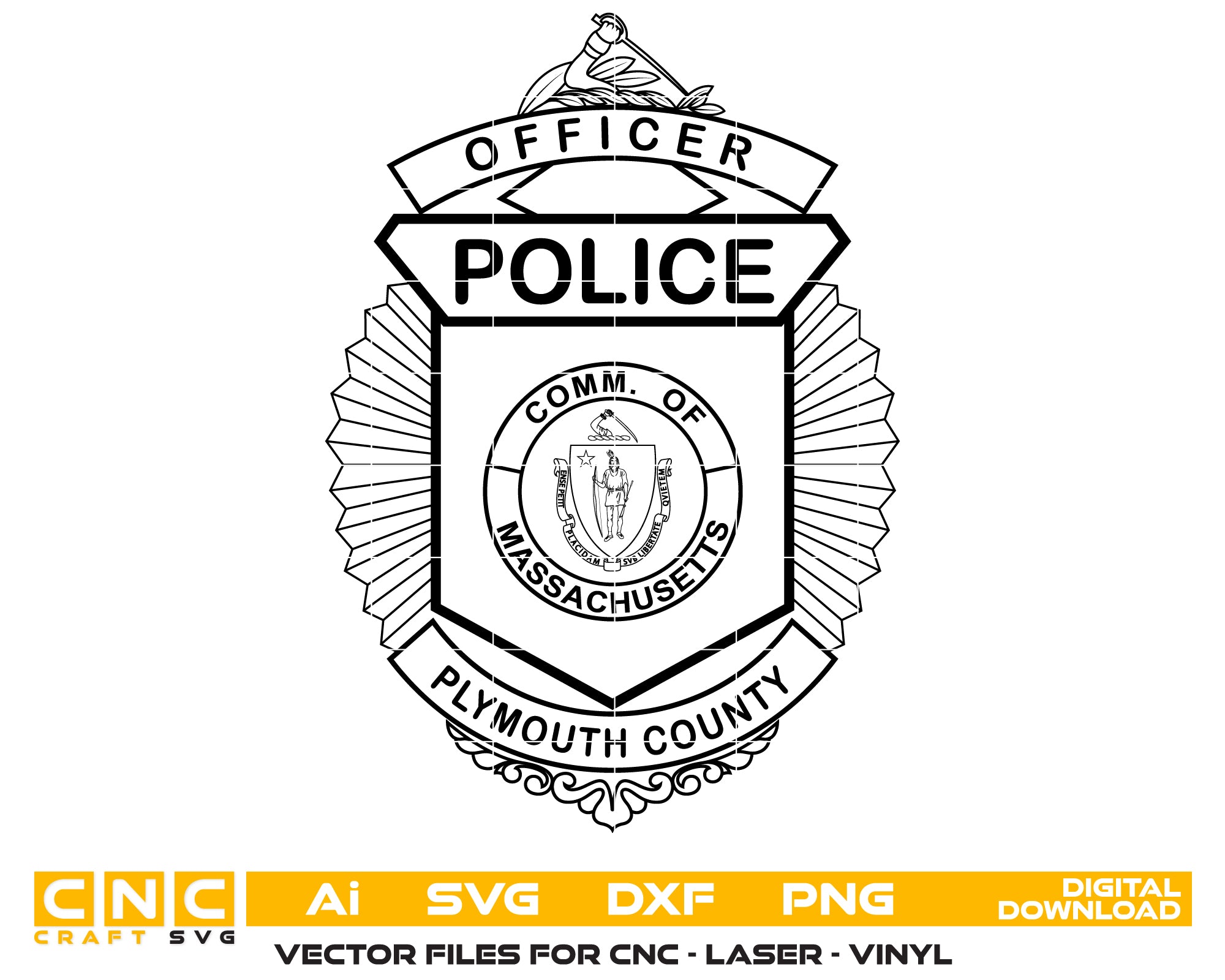 Plymouth County Police Officer Association Badge SVG, Police Badge Vector, Plymouth County POA Emblem, Police Badge SVG, Law Enforcement Badge Vector File