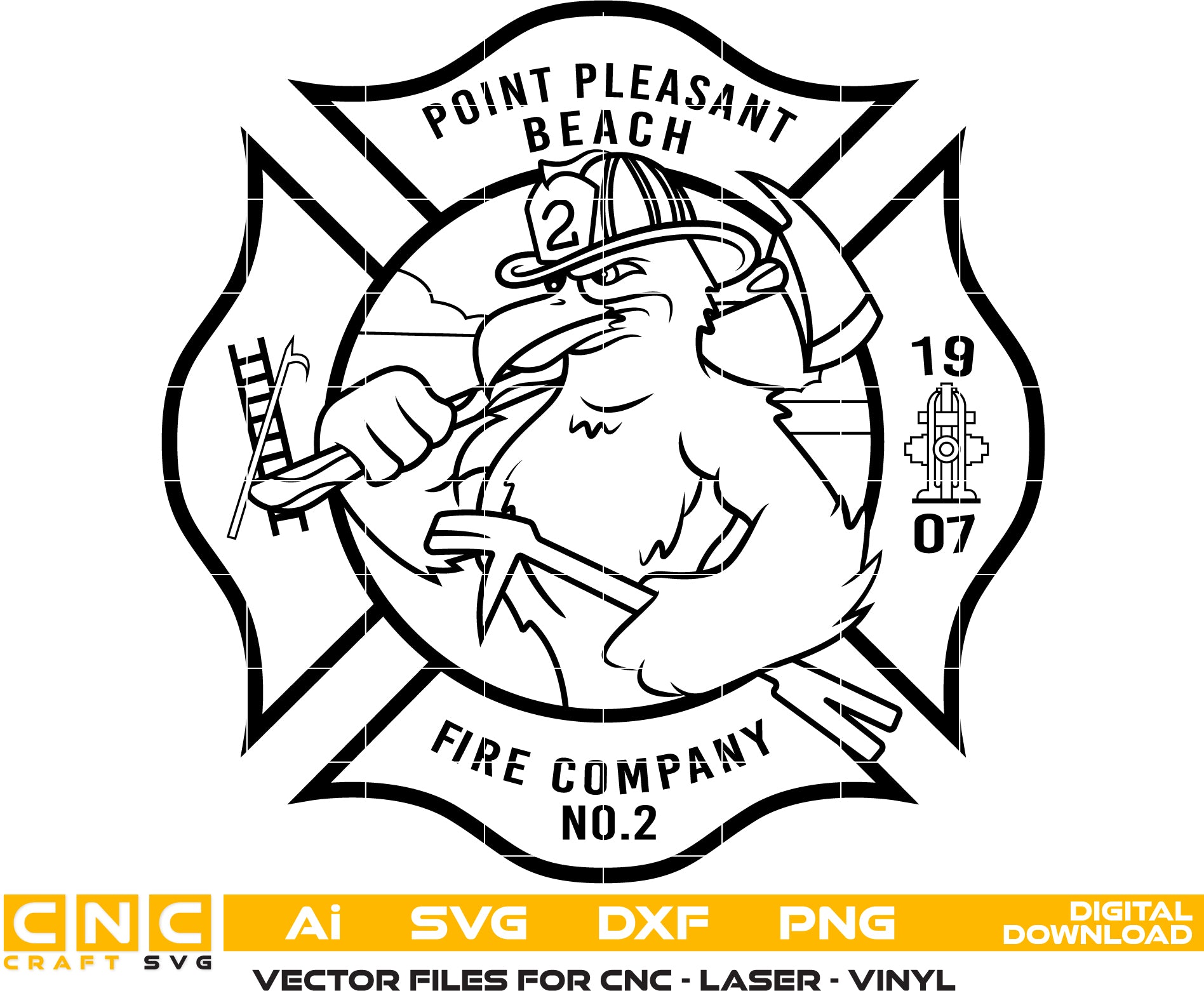 Point Pleasant Beach Fire Compay Logo Vector art Digital file