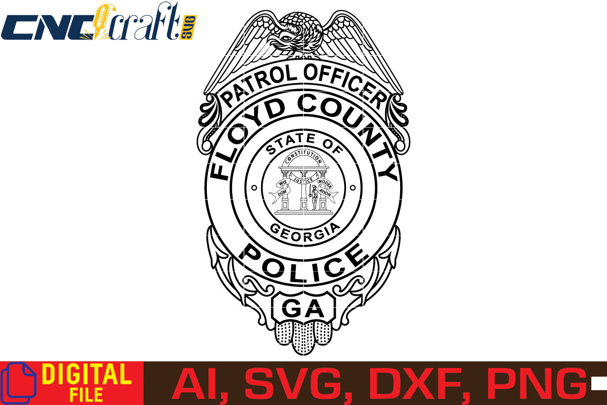 Police Badge Floyd County Patrol Officer Badge vector file