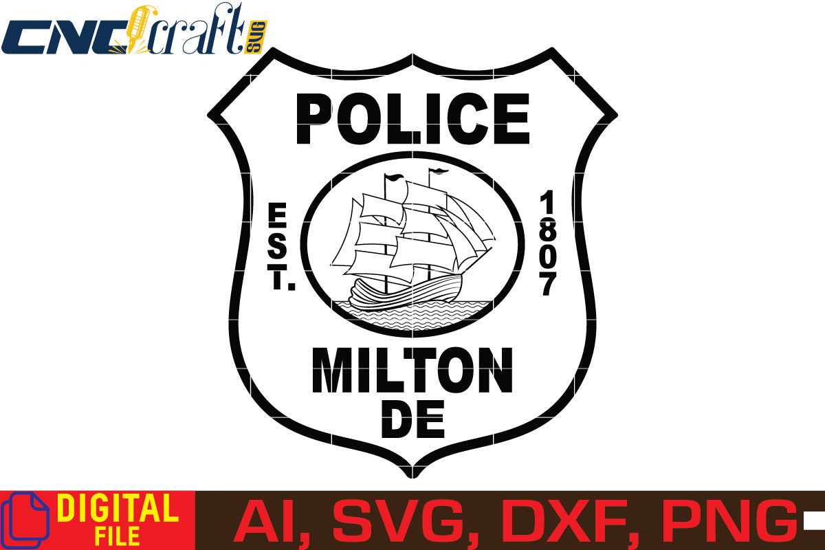Milton Delaware Police Badge vector file