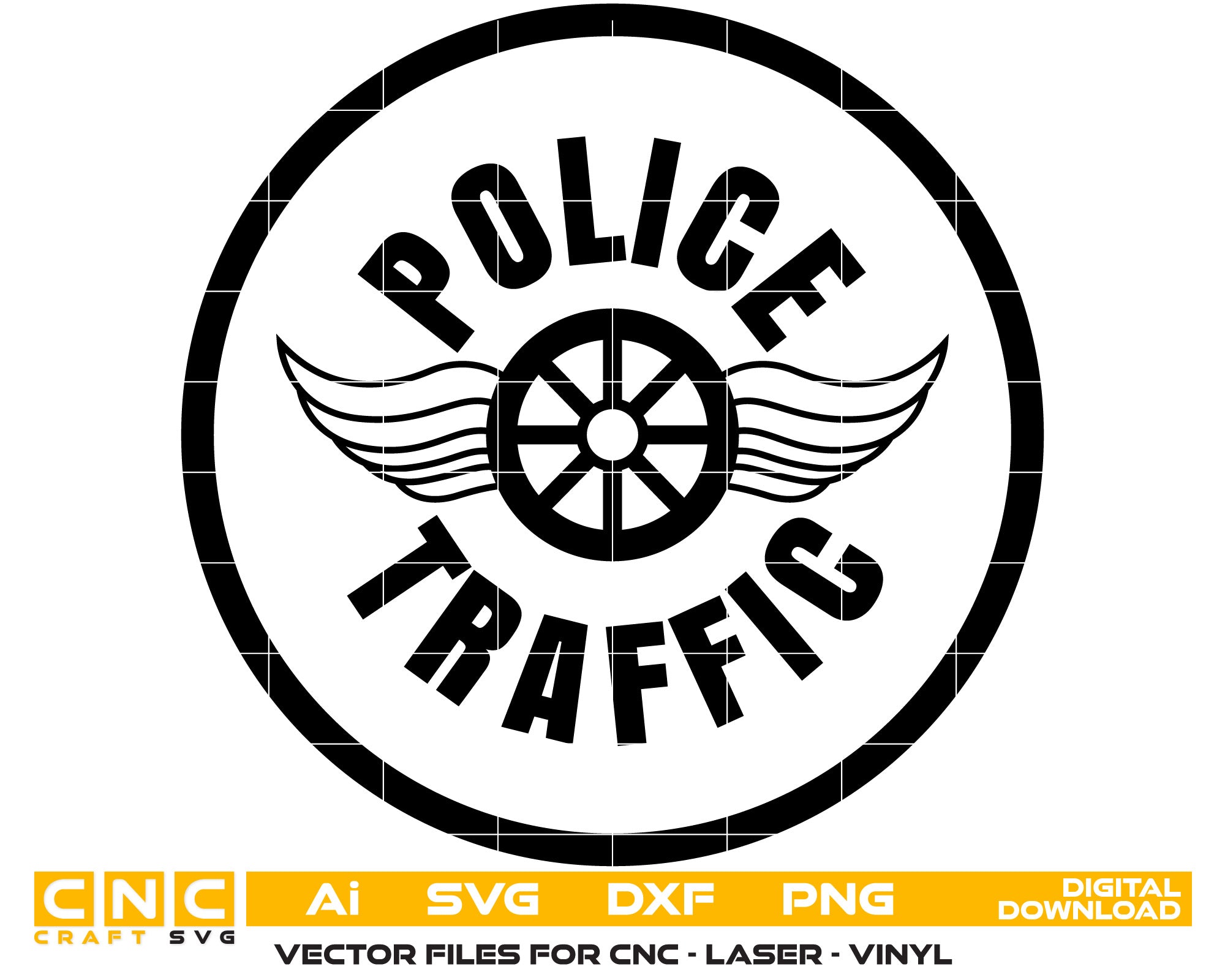 Police Trafic Vector Art, Ai,SVG, DXF, PNG, Digital Files