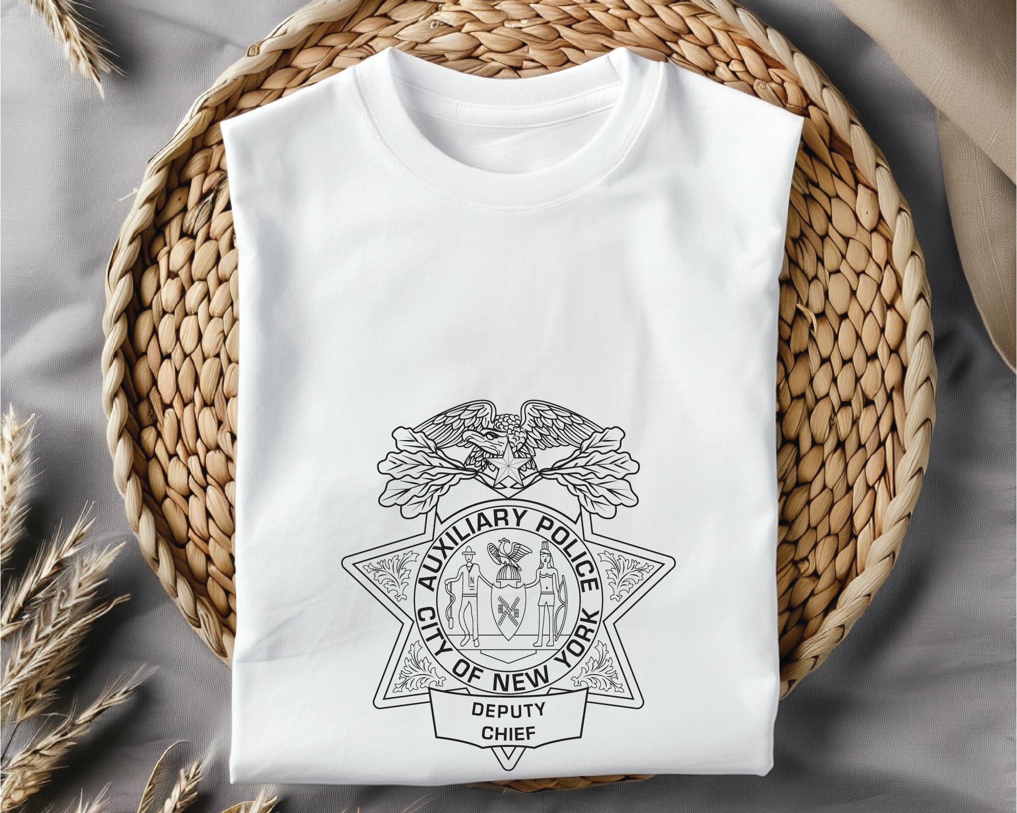 Auxiliary Police City of New York Police Chief Badge SVG digital download, NYPD badge vector design for Cricut and Silhouette.