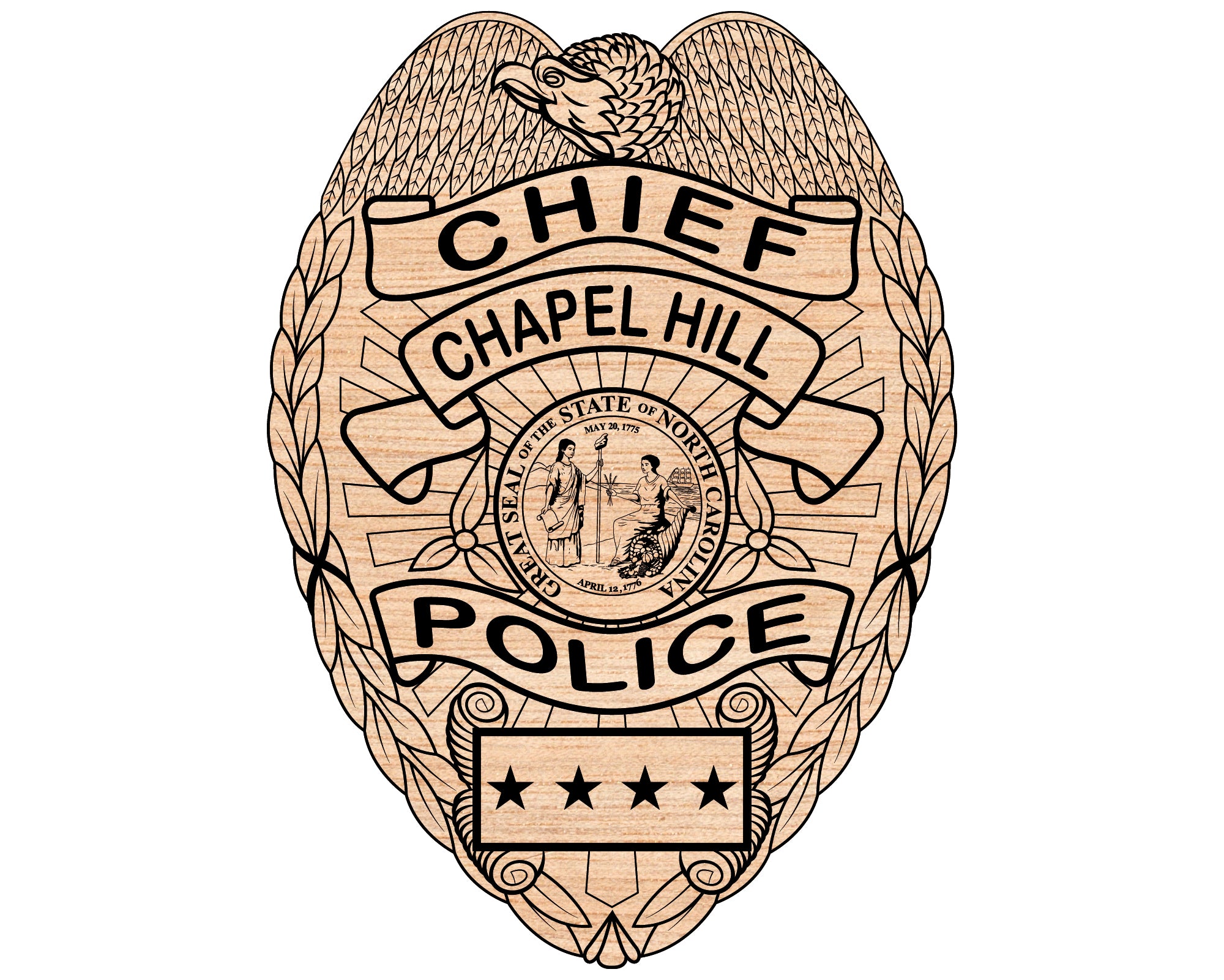Chapel Hill Police Chief Badge SVG, Chapel Hill Police Vector, North Carolina Police Badge, Law Enforcement Logo SVG, Police Chief Emblem, NC Badge Design