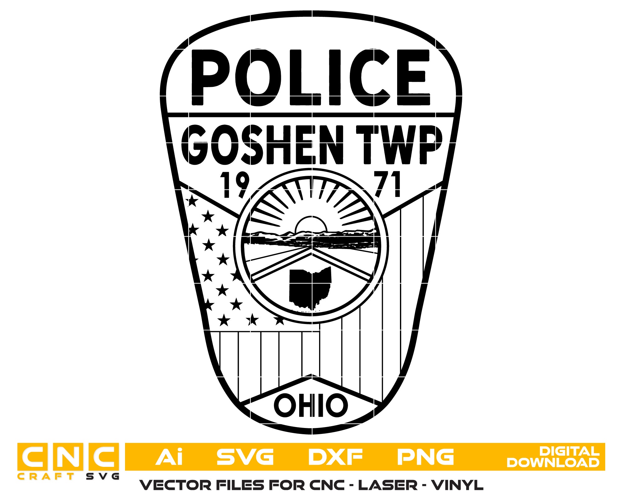 Police Goshen Twp Patch SVG, Ohio Police Patch Vector, Goshen Township Police Emblem, Police Patch SVG, Law Enforcement Patch Vector File