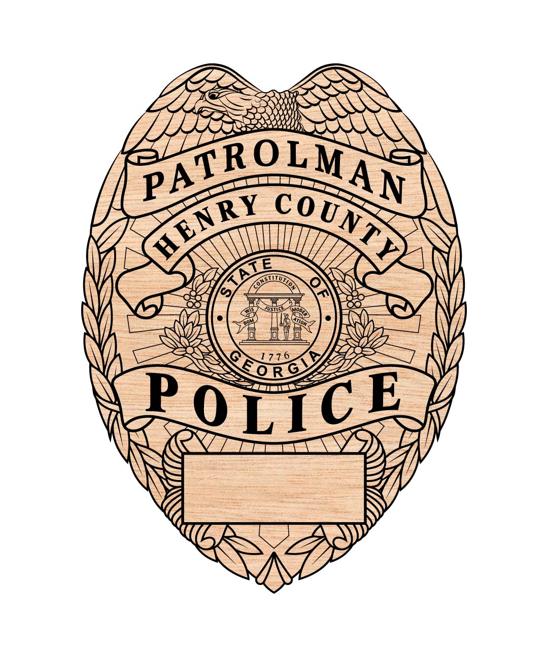 Henry County Police Patrolman Badge SVG, Henry County Patrolman Badge Vector, Police Patrolman Badge SVG, Law Enforcement Badge Emblem, Police Shield Vector, Badge Engraving File