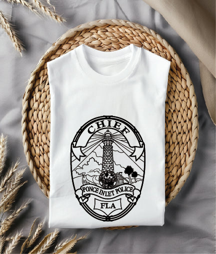Ponce Inlet Police Chief Badge SVG, Ponce Inlet Florida Police Badge Vector, Ponce Inlet FL Police SVG Emblem, Florida Law Enforcement Chief Badge SVG, #support