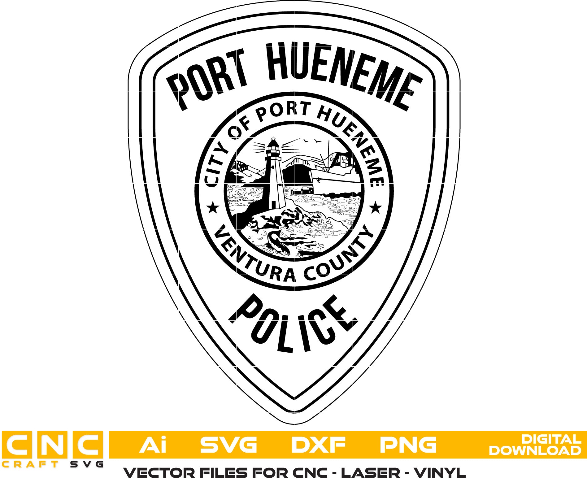 Port Hueneme Police Badge, Port Hueneme Police vector art, Port Hueneme Digital File