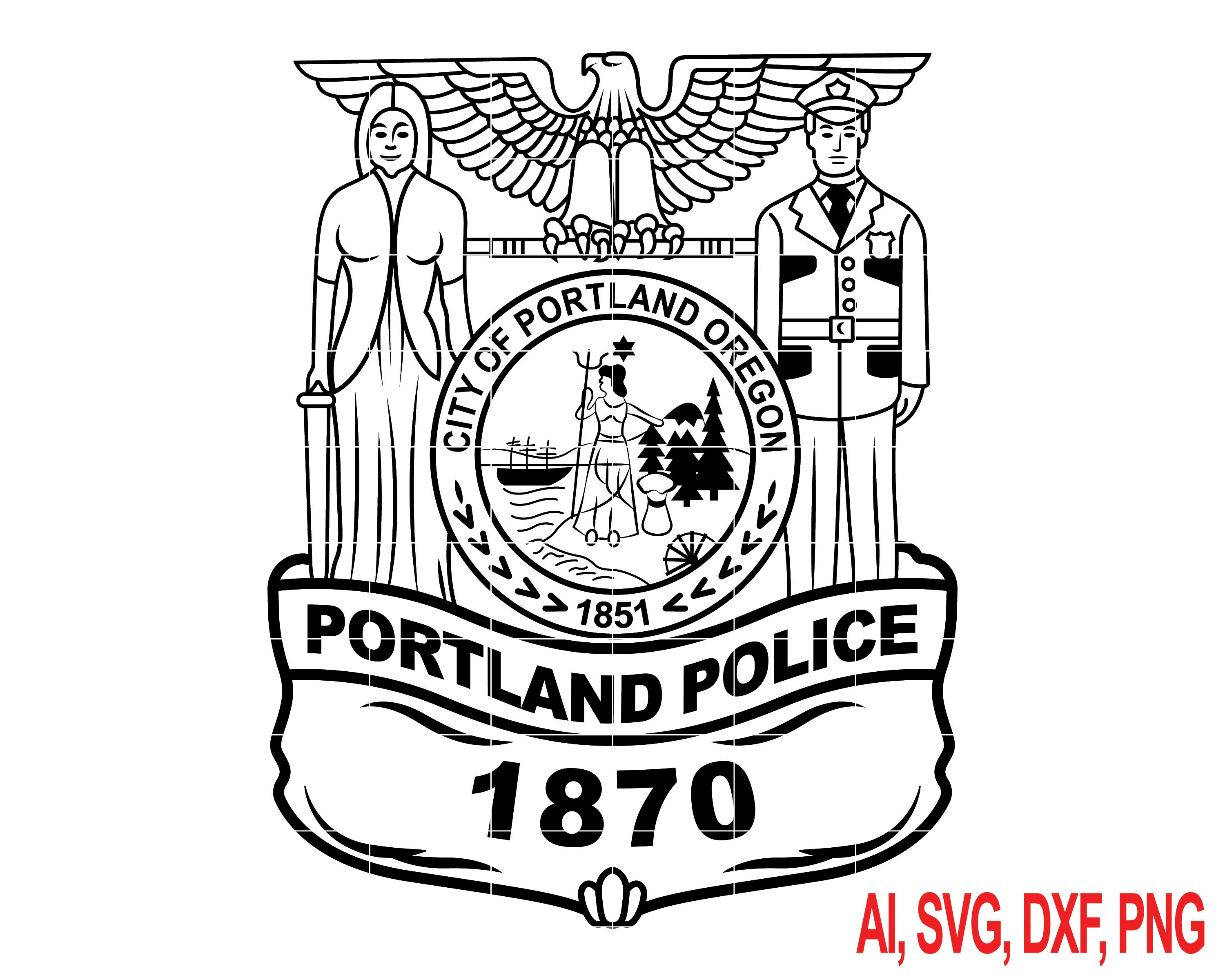Portland Police Badge SVG

Oregon Law Enforcement Vector

Portland Police Officer Badge Design

City of Portland Seal 1851 Emblem

Historic Police Badge CNC File