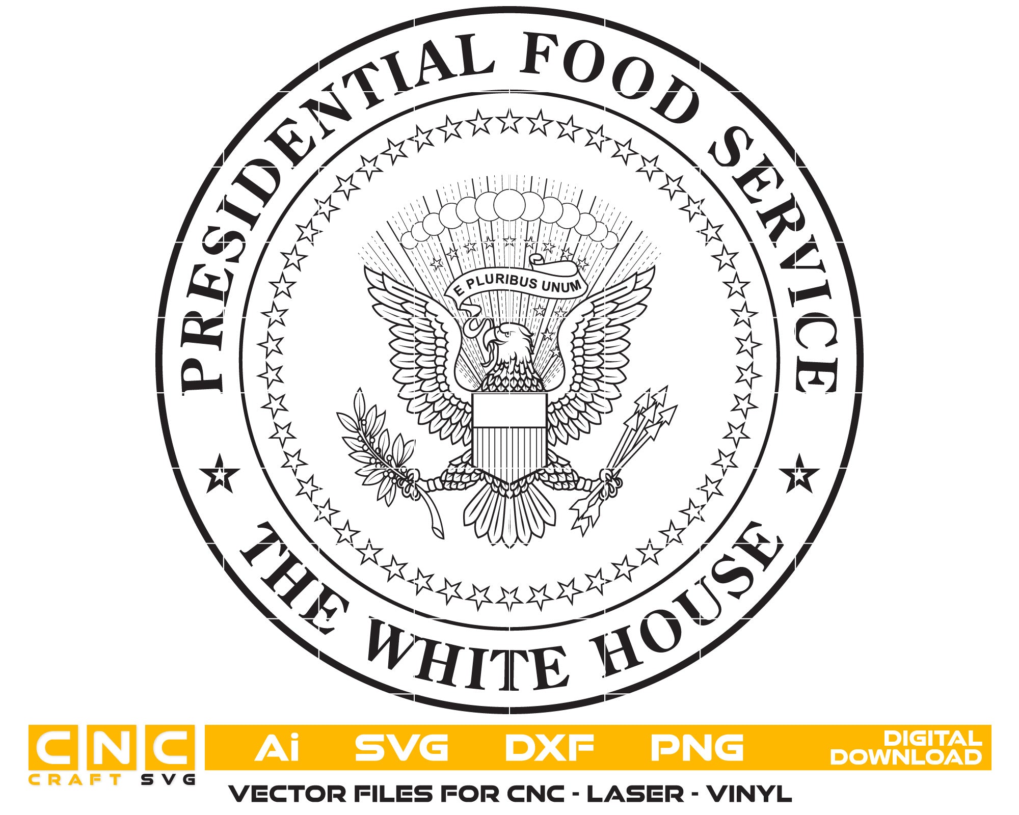Presidential Food Service Logo Vector Art, Ai,SVG, DXF, PNG, Digital Files