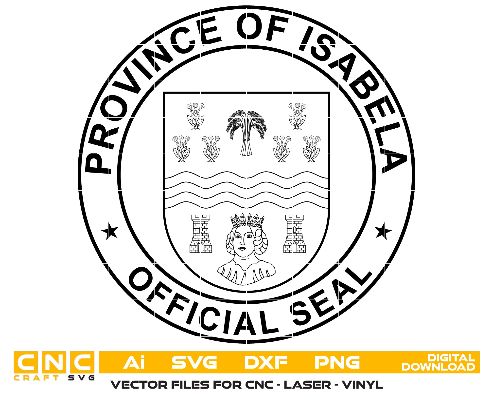 Province of Isabela Official Seal Vector Art, Ai,SVG, DXF, PNG, Digital Files