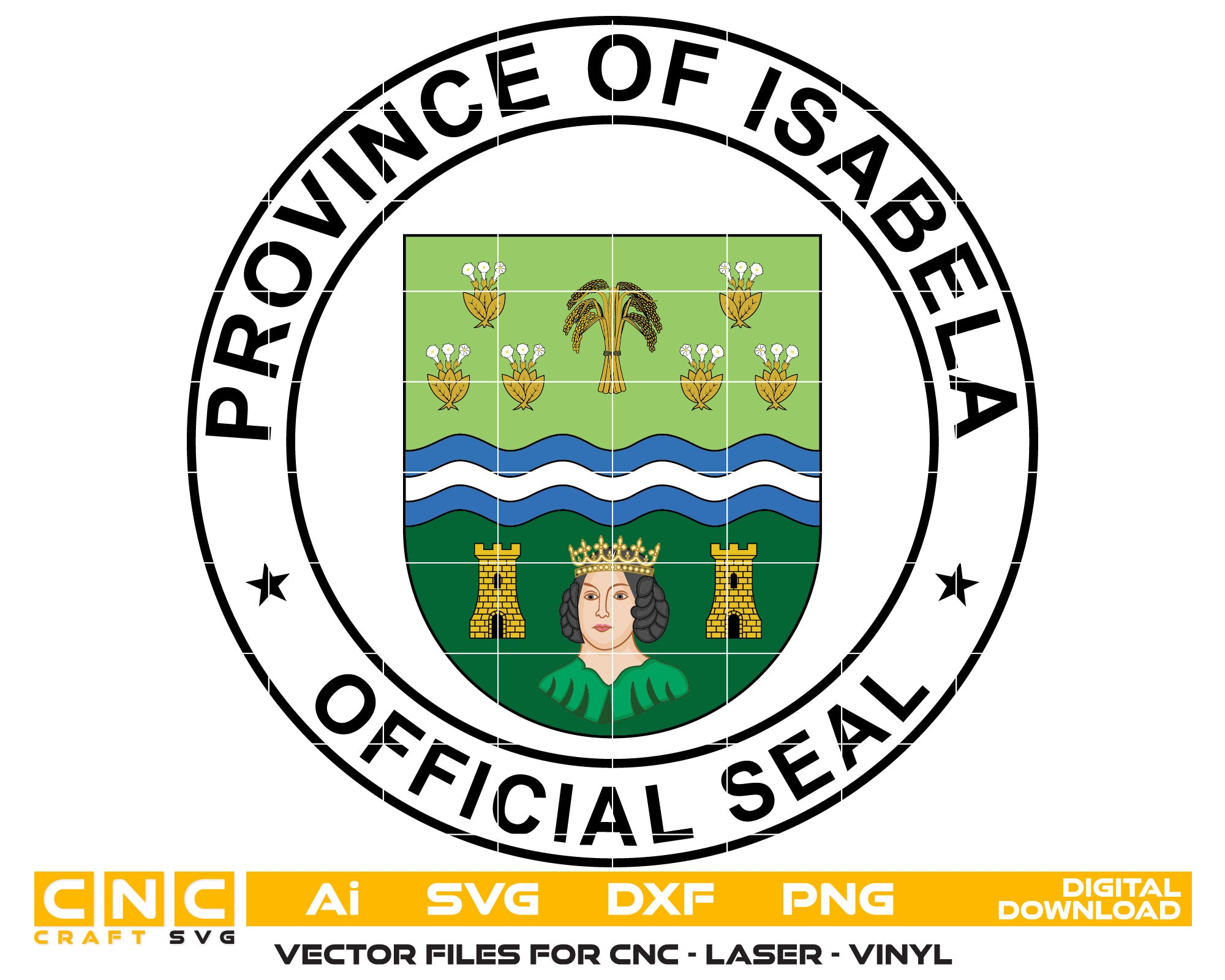 Province of Isabela Official  Seal Colour Vector Art, Ai,SVG, DXF, PNG, Digital Files