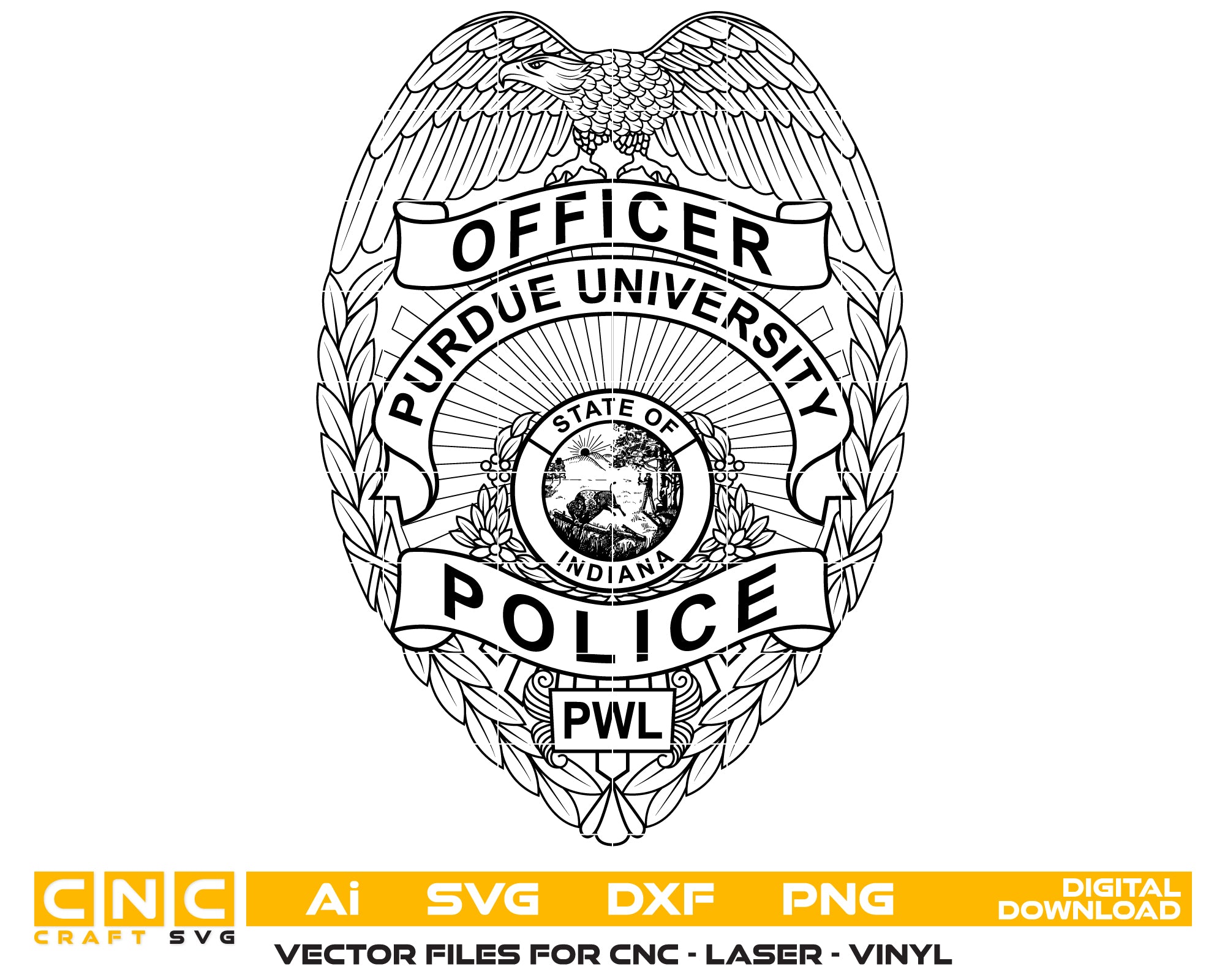 Purdue University Indiana Police Officer Badge SVG, Purdue Police Badge Vector, Indiana Campus Law Enforcement Emblem, Purdue University Badge SVG, Campus Police Badge