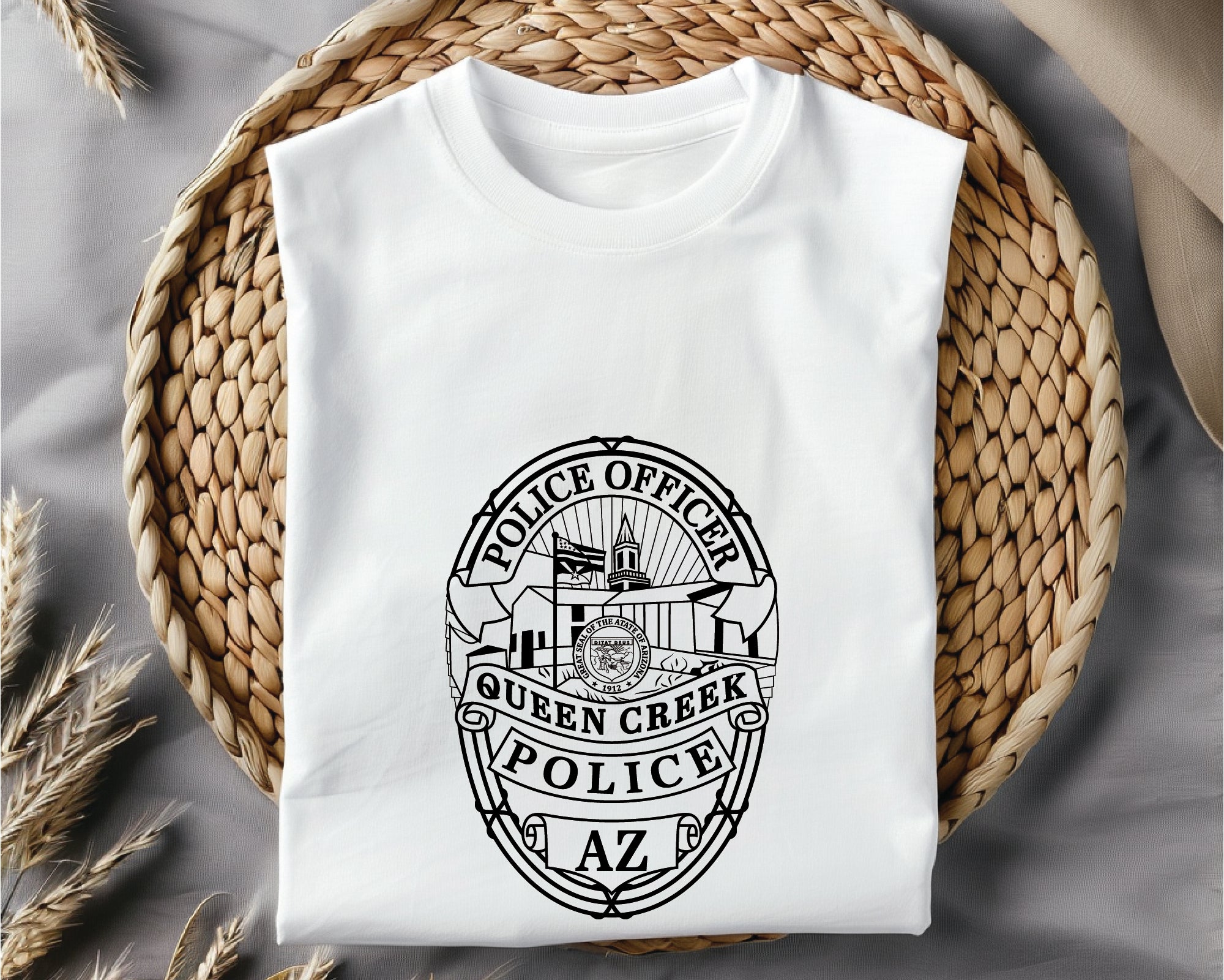 Queen Creek Police Badge SVG, Queen Creek Police Logo Vector, Arizona Police Badge SVG, Law Enforcement Badge Digital File, Police Patch SVG Design