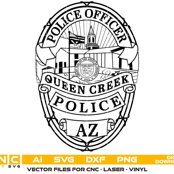 Queen Creek Police Department Badge SVG – Arizona Law Enforcement Vect
