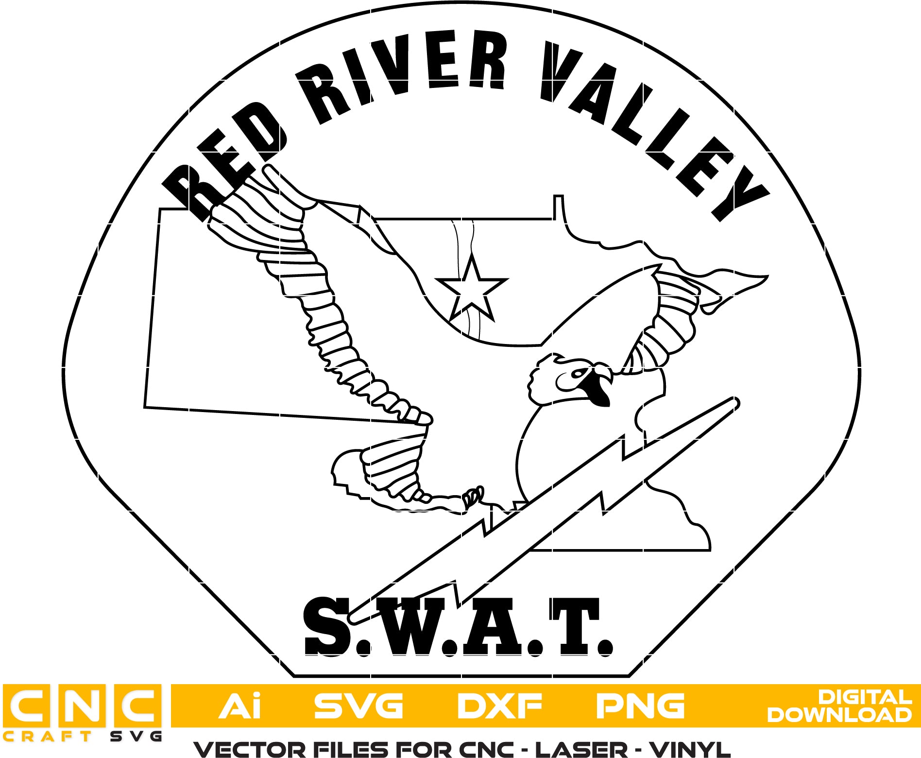 Red River Valley SWAT Logo Vector art Svg/ Dxf/ Jpg/ Png/ and Ai files For laser engraving/ woodworking/ acrylic painting and all printing machines.