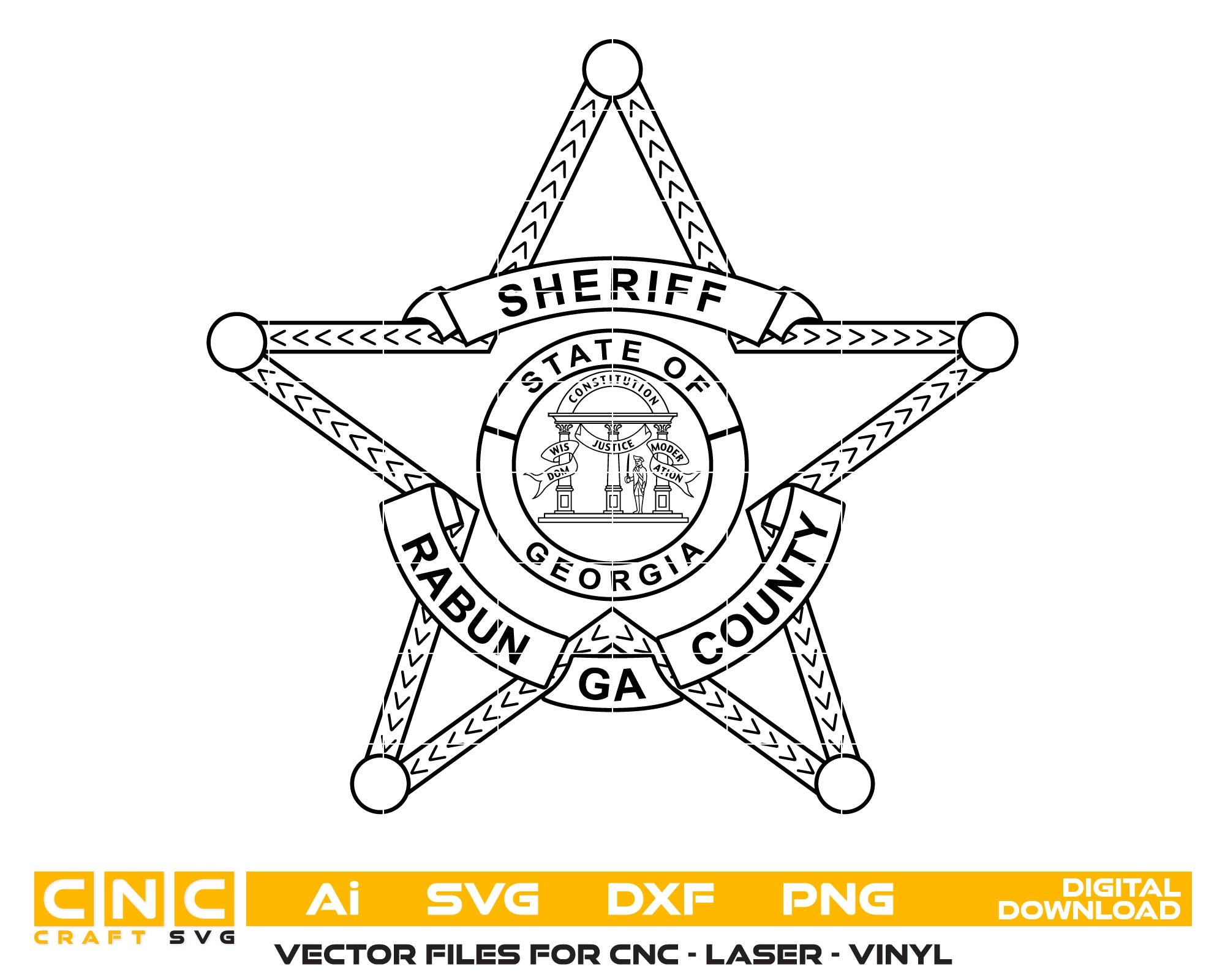 Rabun County Sheriff Badge SVG, Sheriff Badge Vector, Georgia Sheriff Emblem, Law Enforcement Badge SVG, Police Badge Design, Engraving Badge File