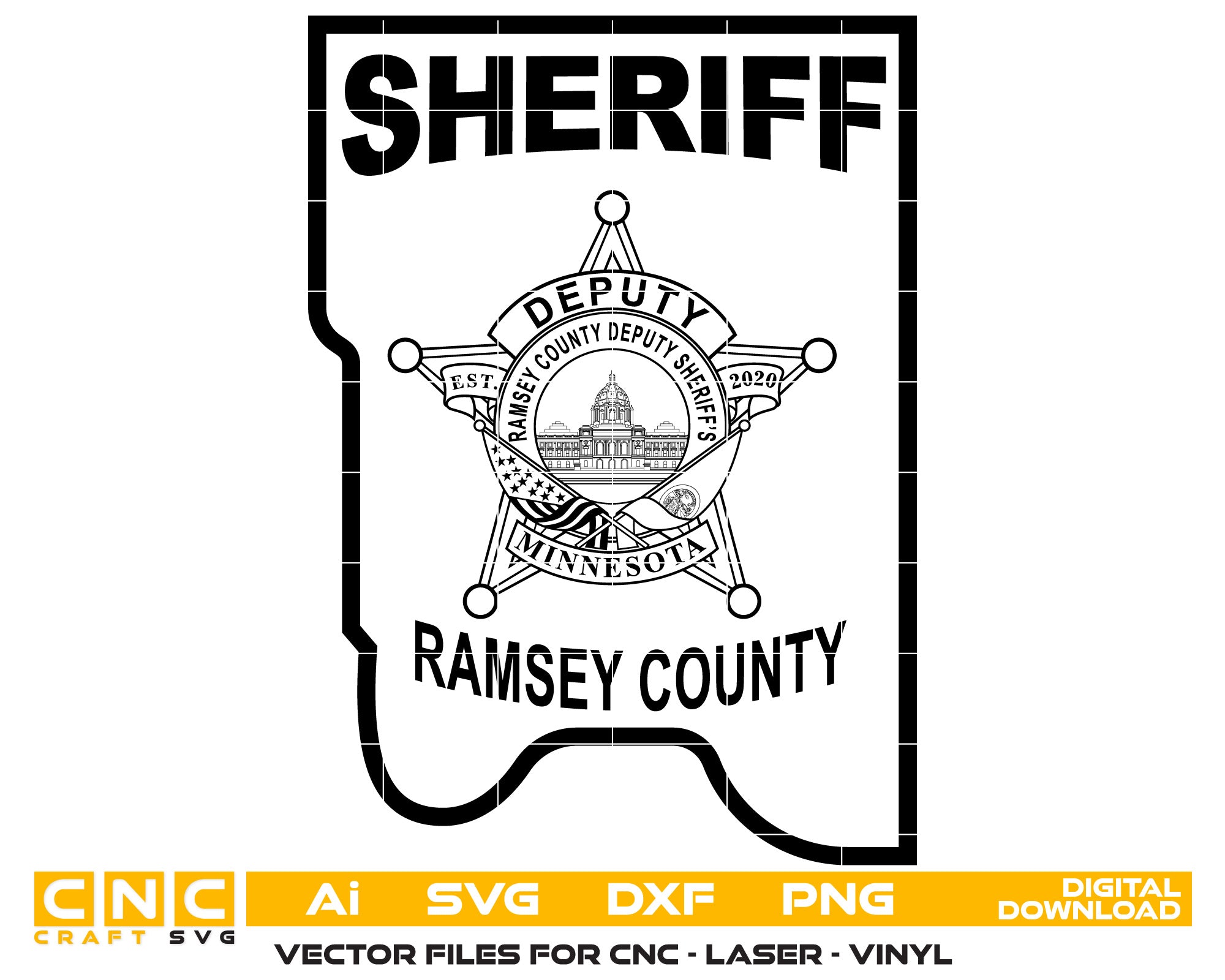 Ramsey County Sheriff Badge Vector Art, Ai,SVG, DXF, PNG, Digital File