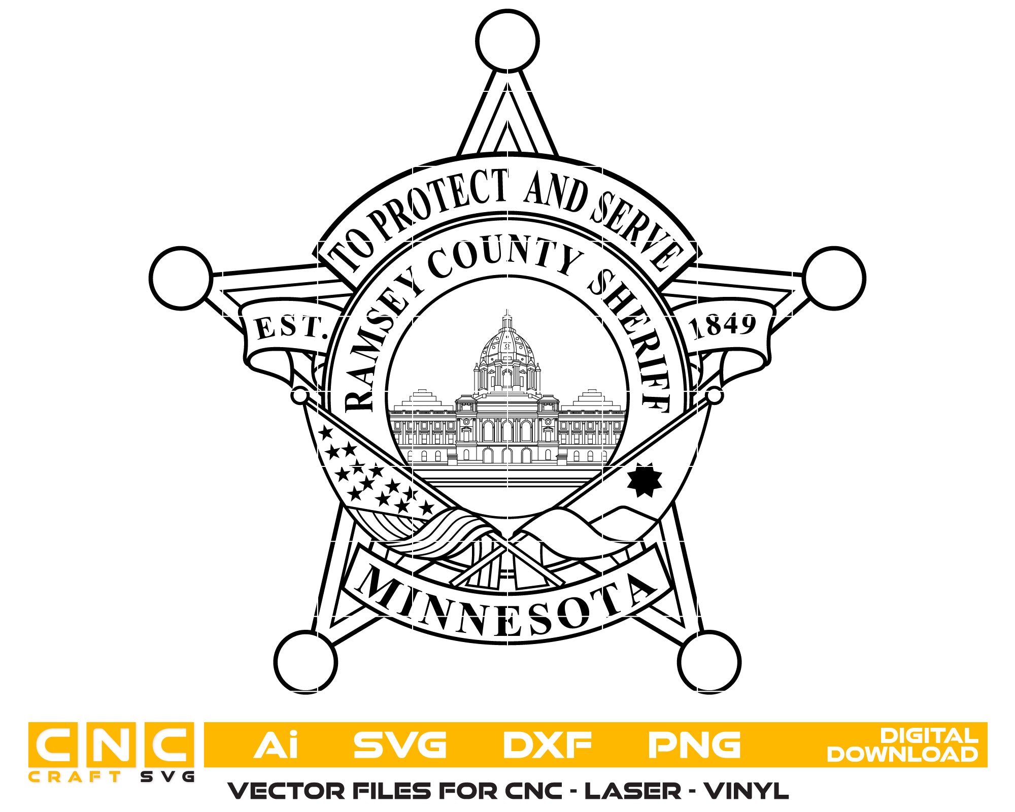 Ramsey County Sheriff Badge SVG, Minnesota Sheriff Badge, Ramsey County Sheriff Emblem, Law Enforcement Vector, Minnesota Police SVG