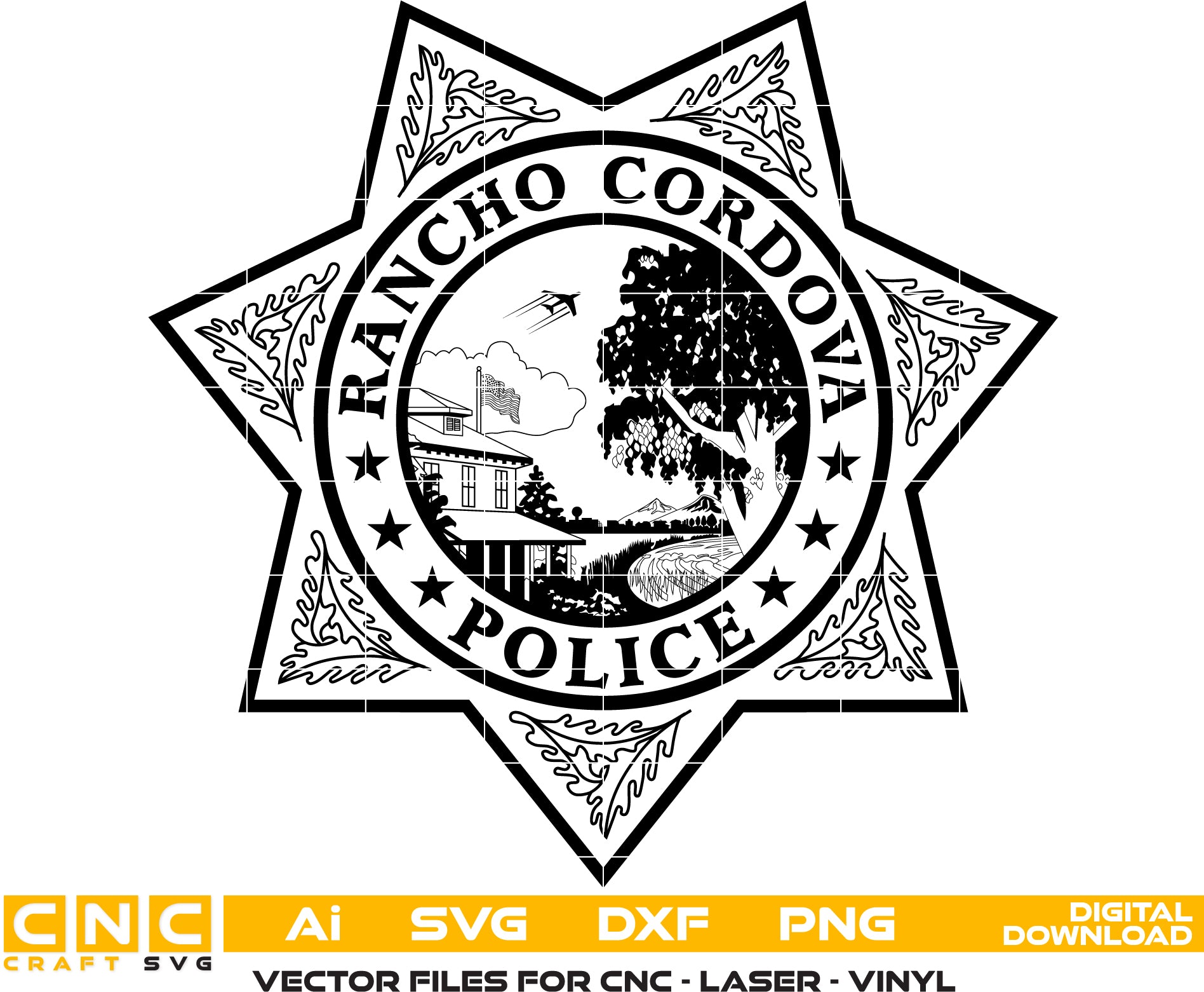 Rancho Cordova Police Badge Vector art Digital file