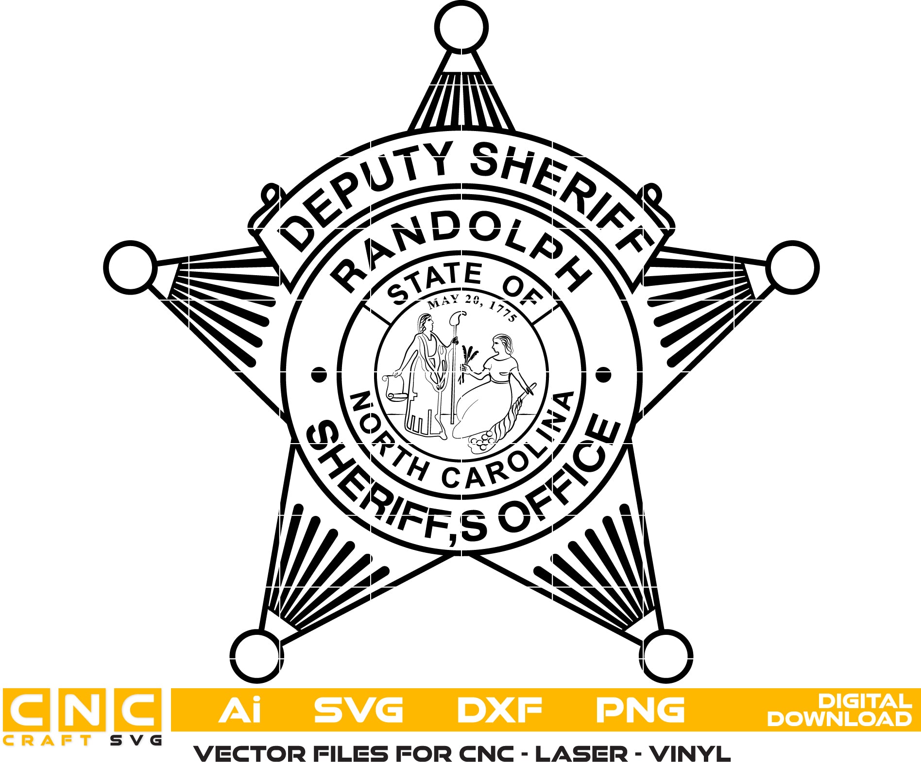 Randolph Deputy Sheriff Badge SVG | North Carolina Vector Art Files