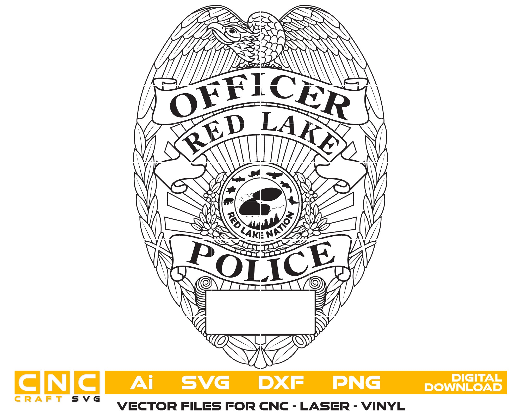 Red Lake Police Officer Badge Vector Art, Ai,SVG, DXF, PNG, Digital Files