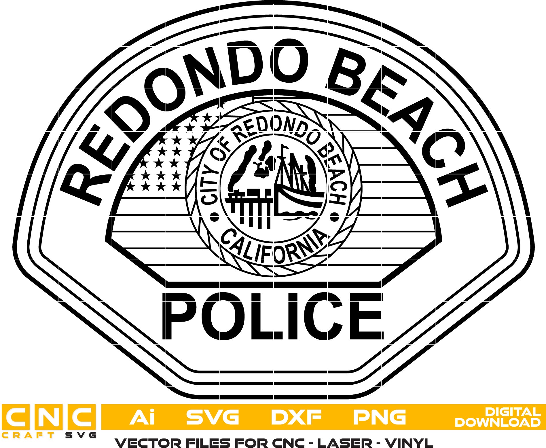 Redondo Beach Police Logo Vector Art, Ai,SVG, DXF, PNG, Digital Files