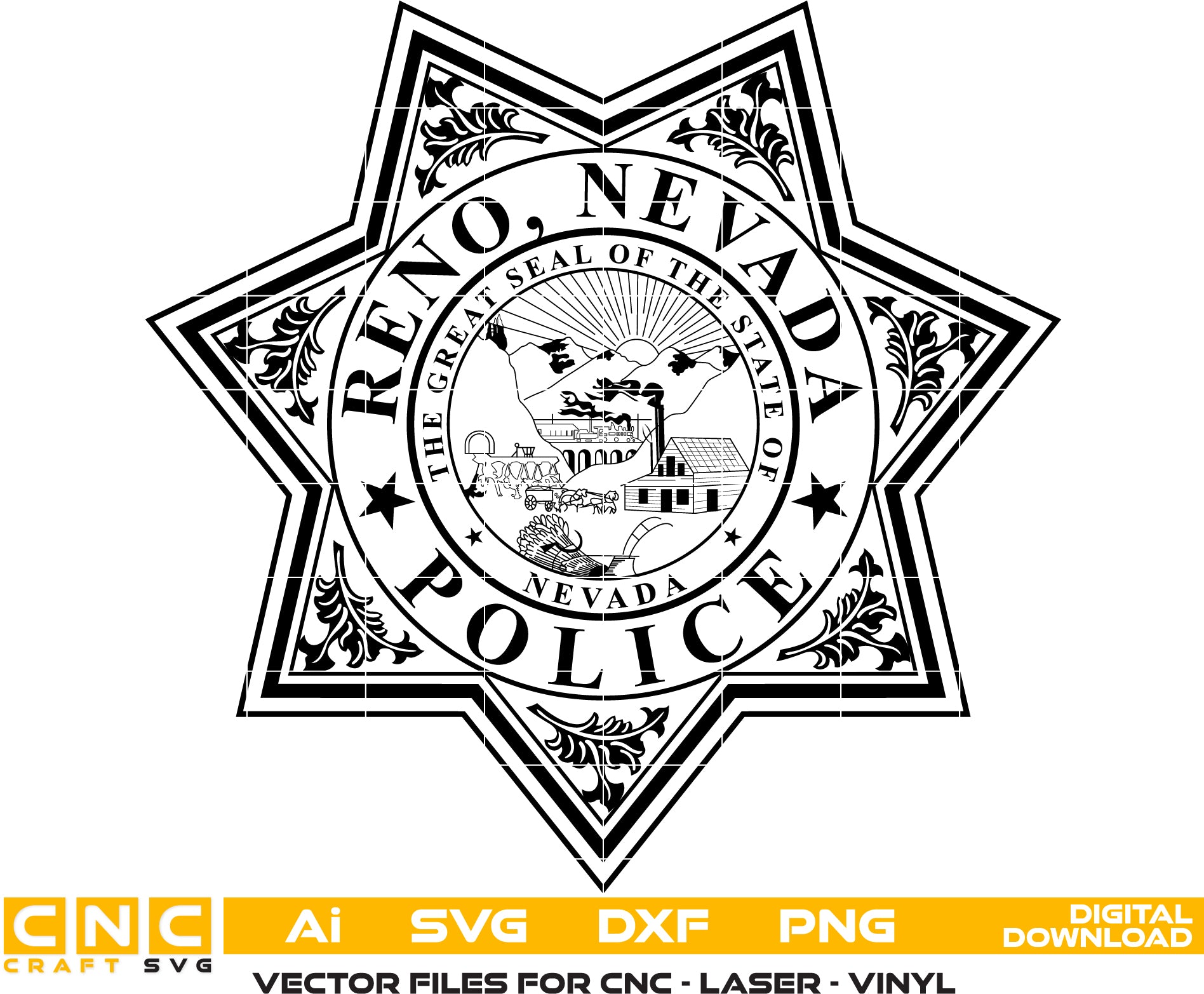 Reno, Nevada Police Badge Vector art Digital file