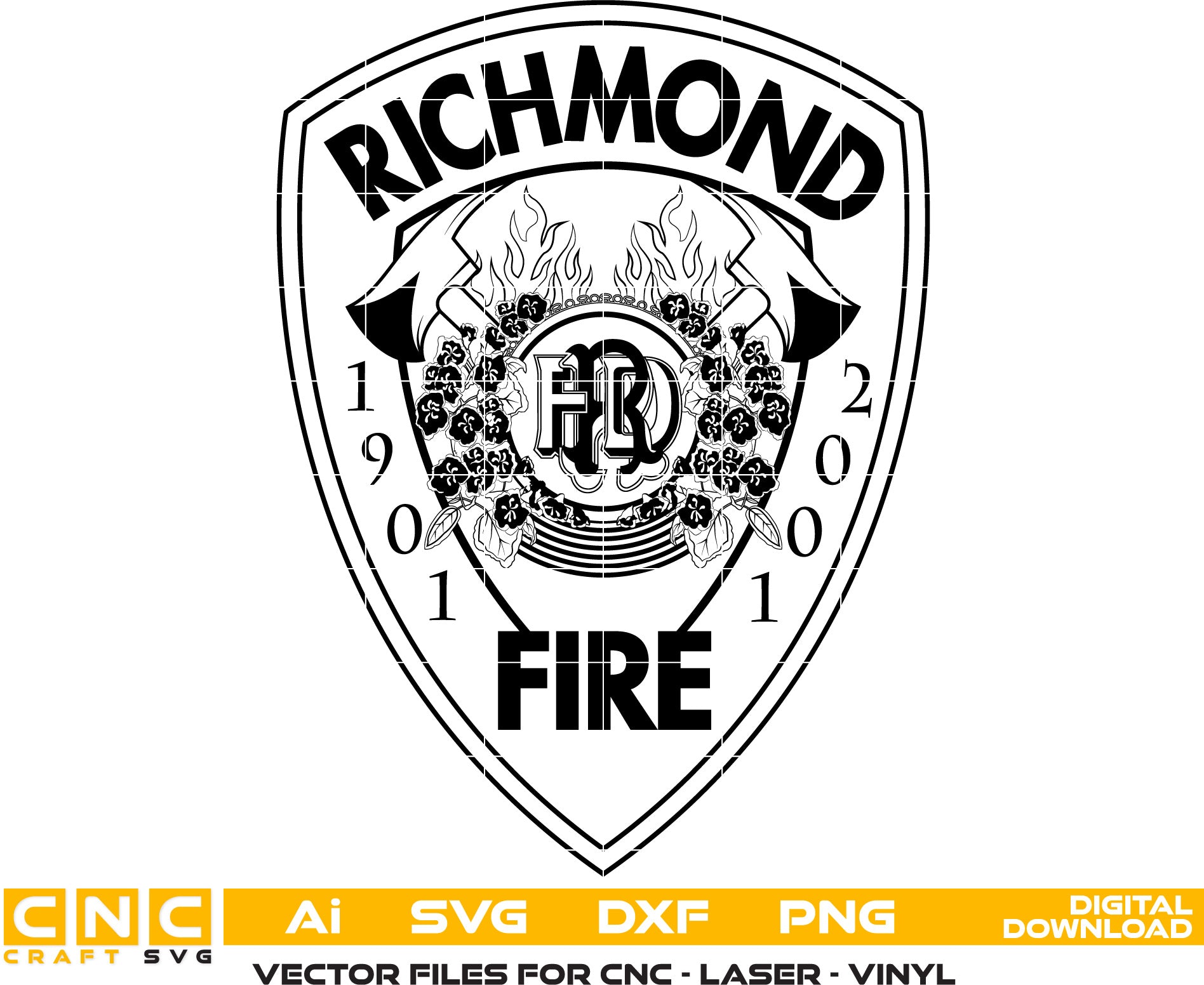 Richmond Fire Dept. Badge, Richmond Fire Dept logo, Richmond Fire Dept vector art