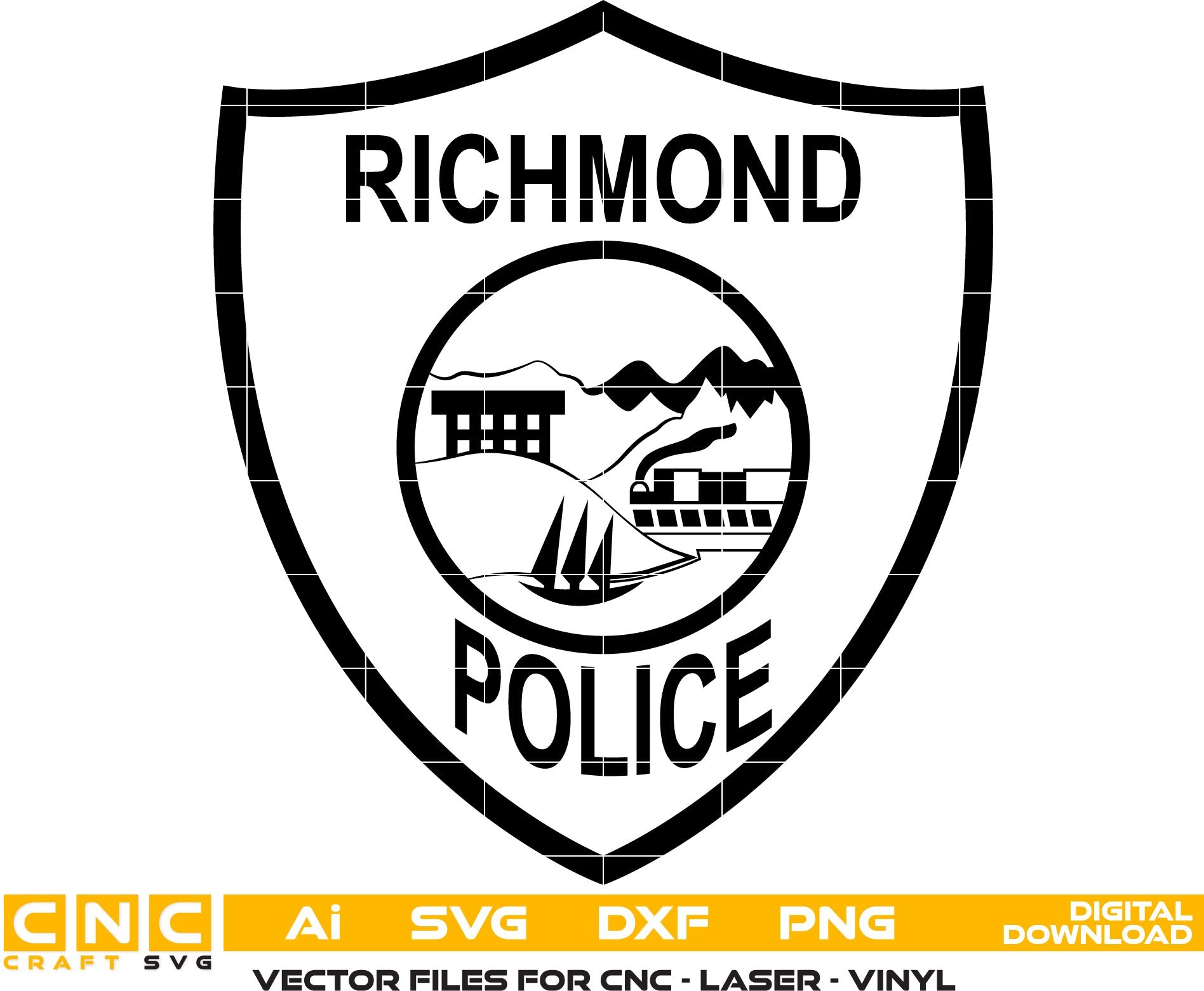 Richmond Police Badge Vector Art - Digital Files for Laser Engraving & Printing