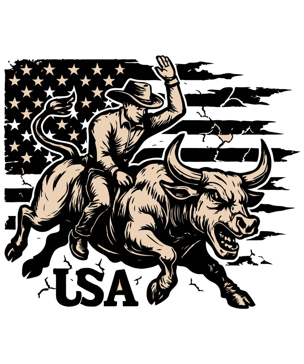 Bull Rowing Vector Bull Riding Vector Black & White
