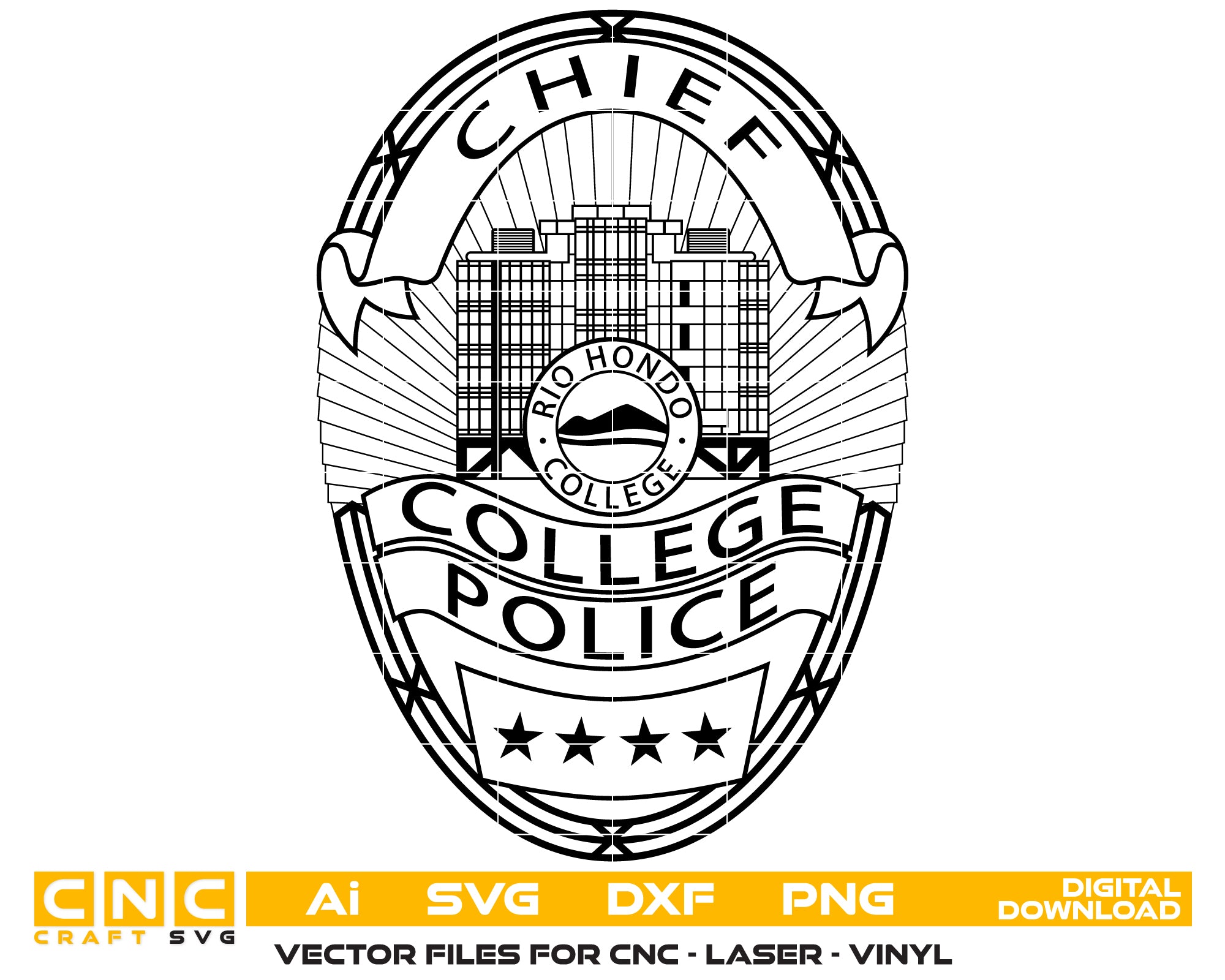 Rio Hondo College Police Chief Badge SVG, California Police Badge Vector, Rio Hondo College PD Chief Emblem, Police Badge SVG, Law Enforcement Badge Vector File