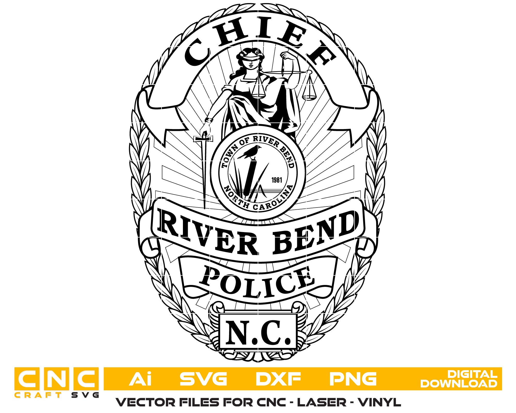 River Bend Police Chief Badge